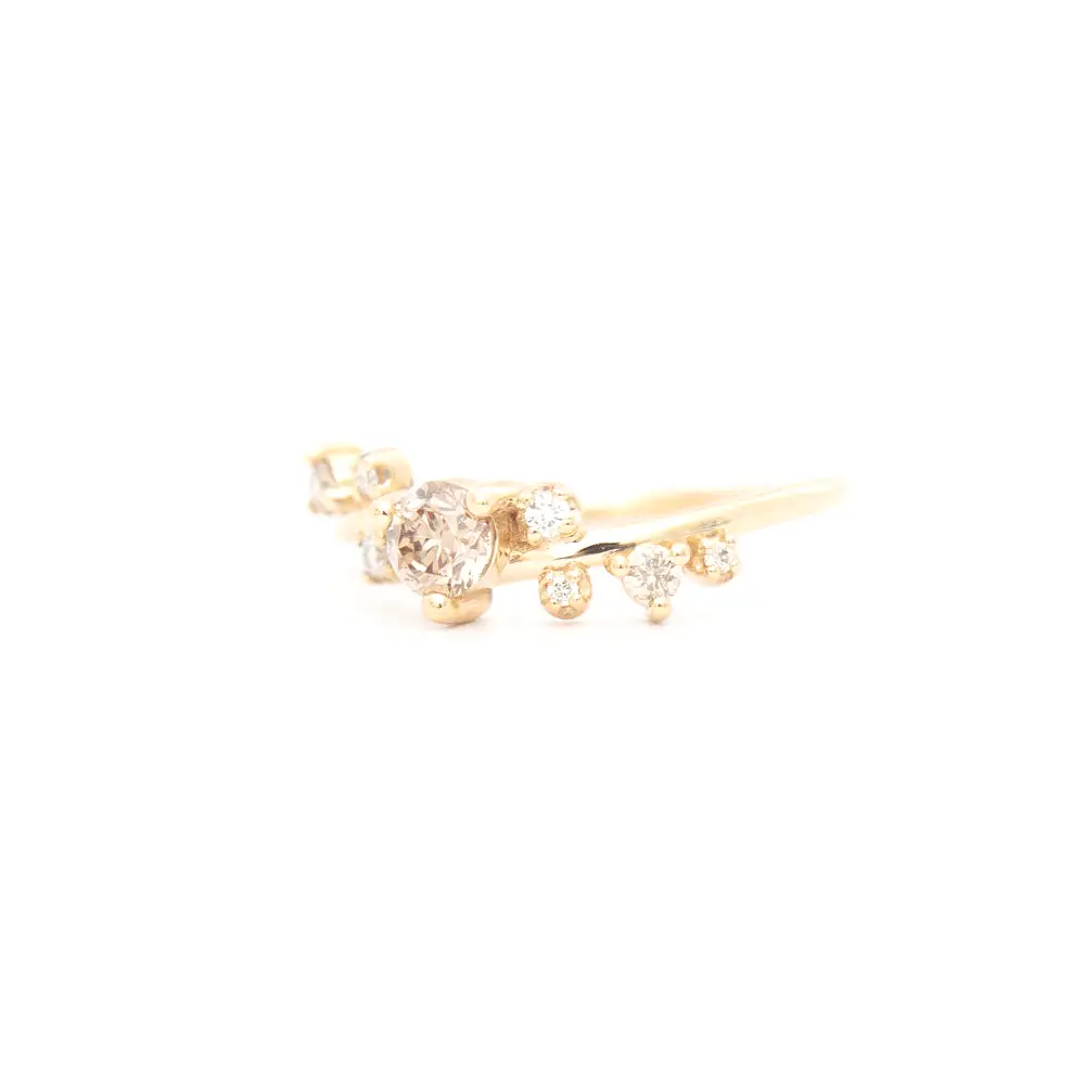 0.29 ct Small Champagne Diamond Organic Crossover Ring