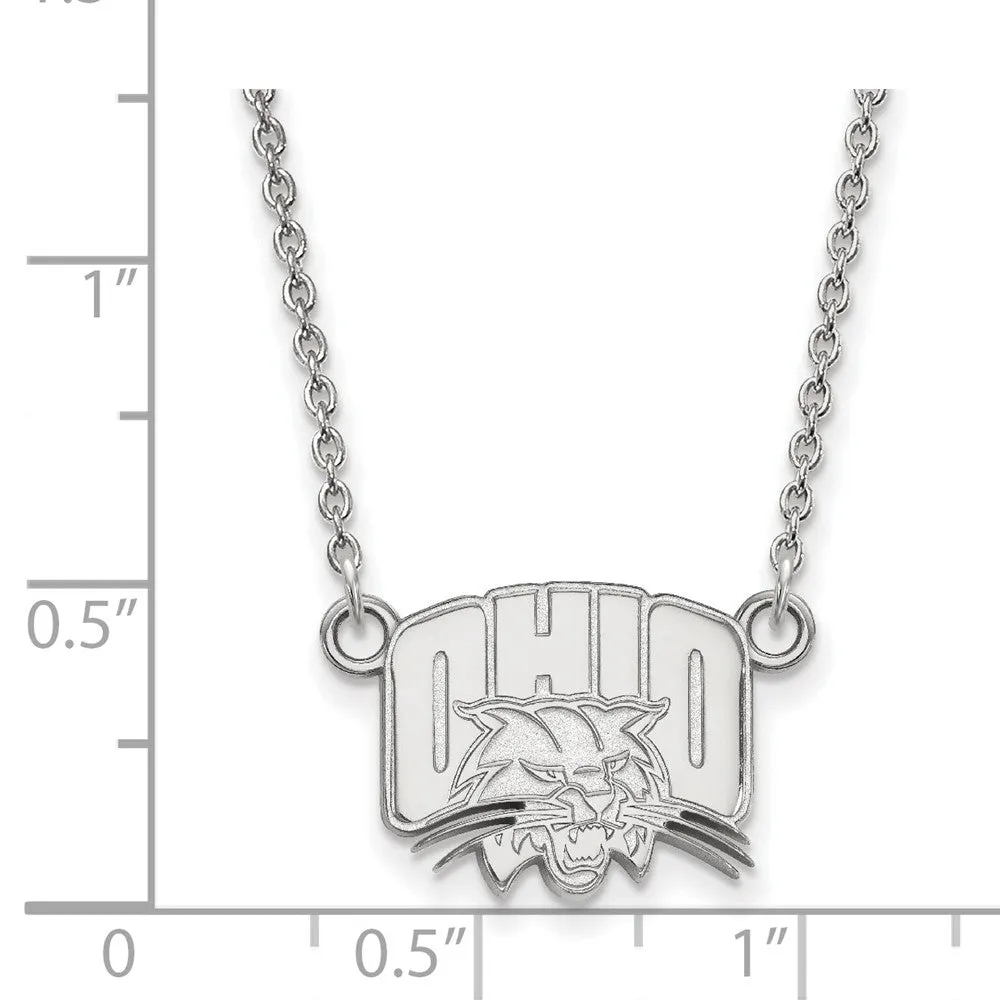 10k White Gold Ohio U Small Pendant Necklace