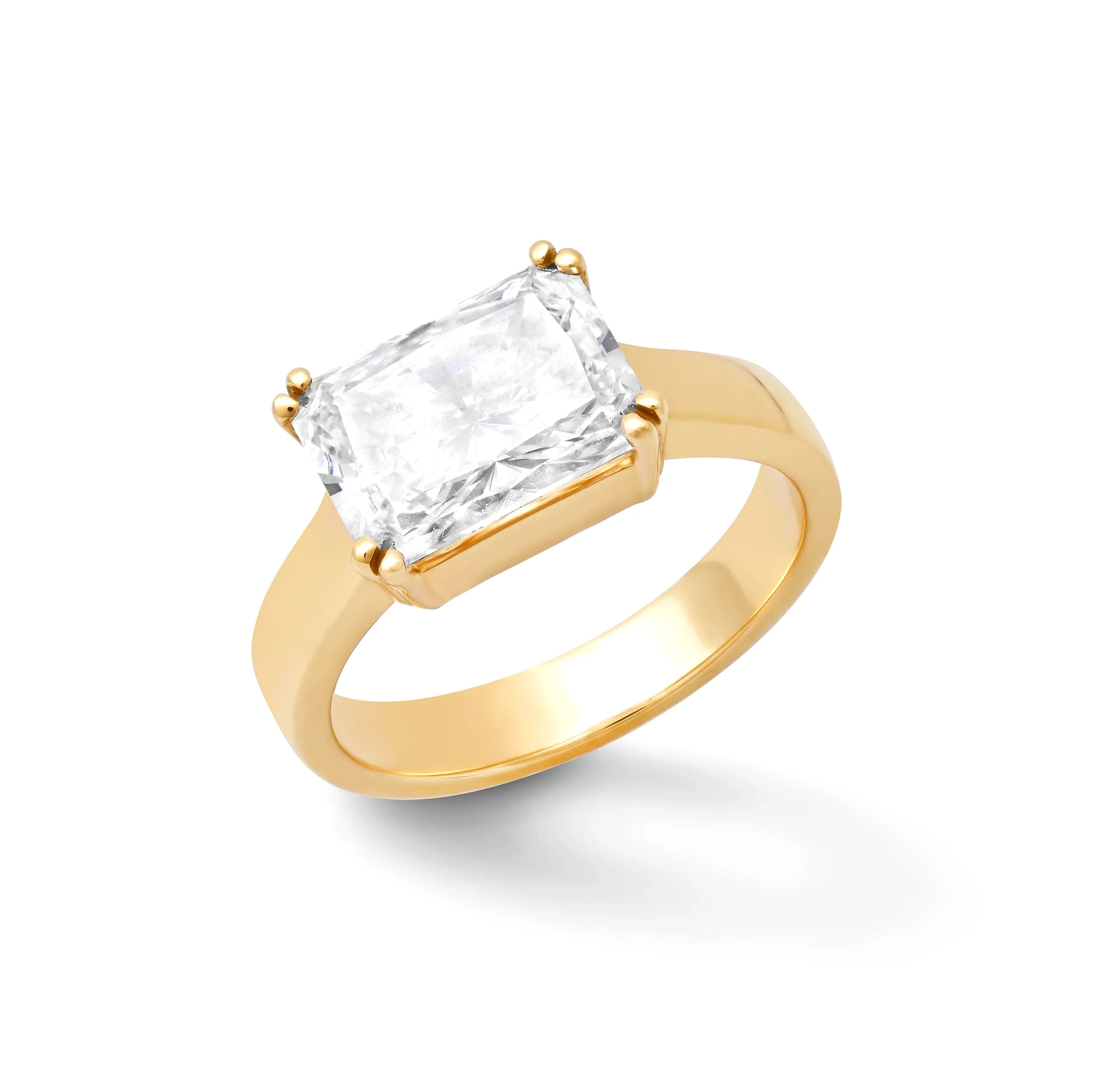 14K & 18K Gold Radiant Cut East West Diamond Ring