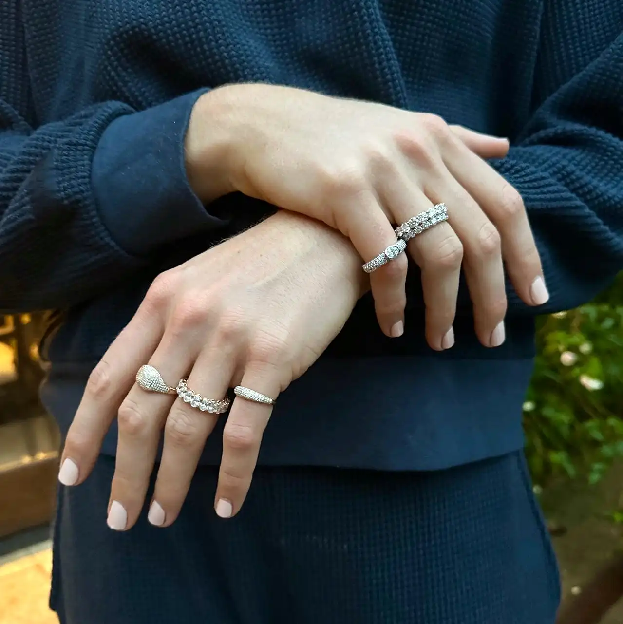 14K Gold Micro-Pave Diamond Dome Ring