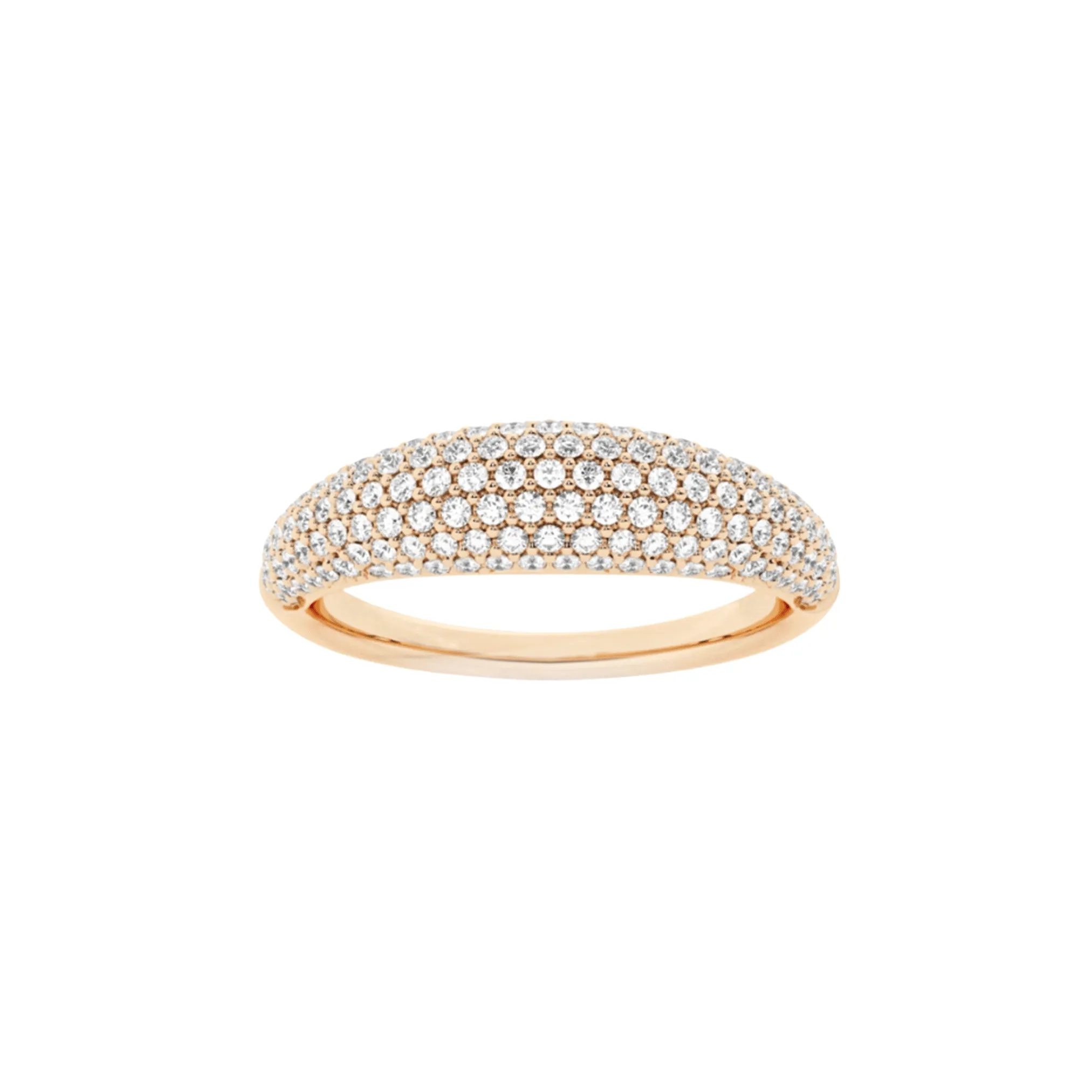 14K Gold Small Micro-Pave Diamond Dome Ring