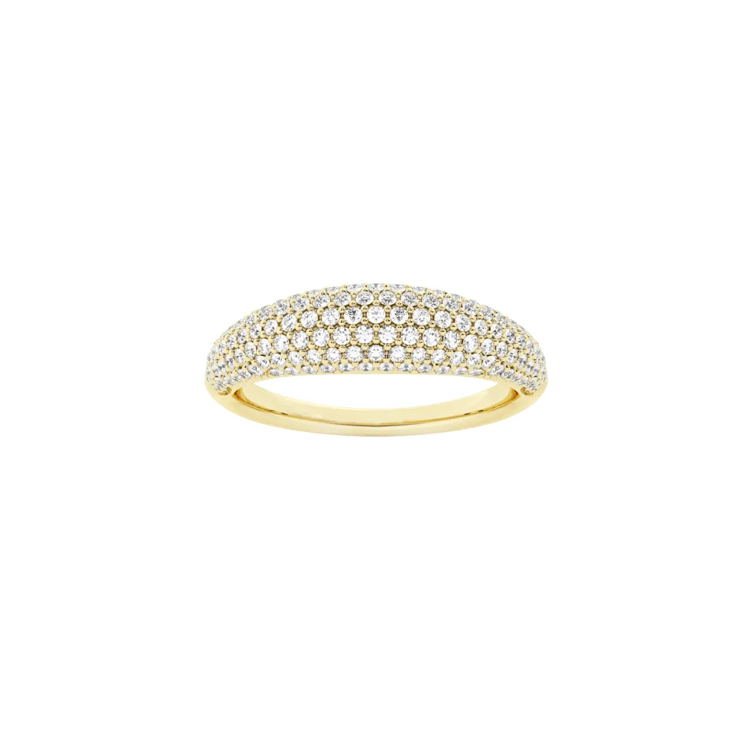 14K Gold Small Micro-Pave Diamond Dome Ring