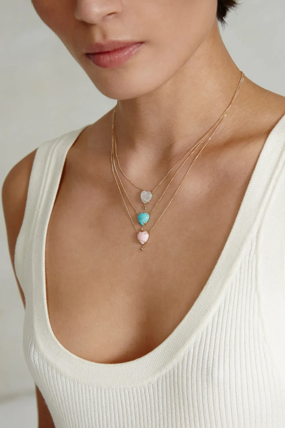 14k Heart Necklace Turquoise