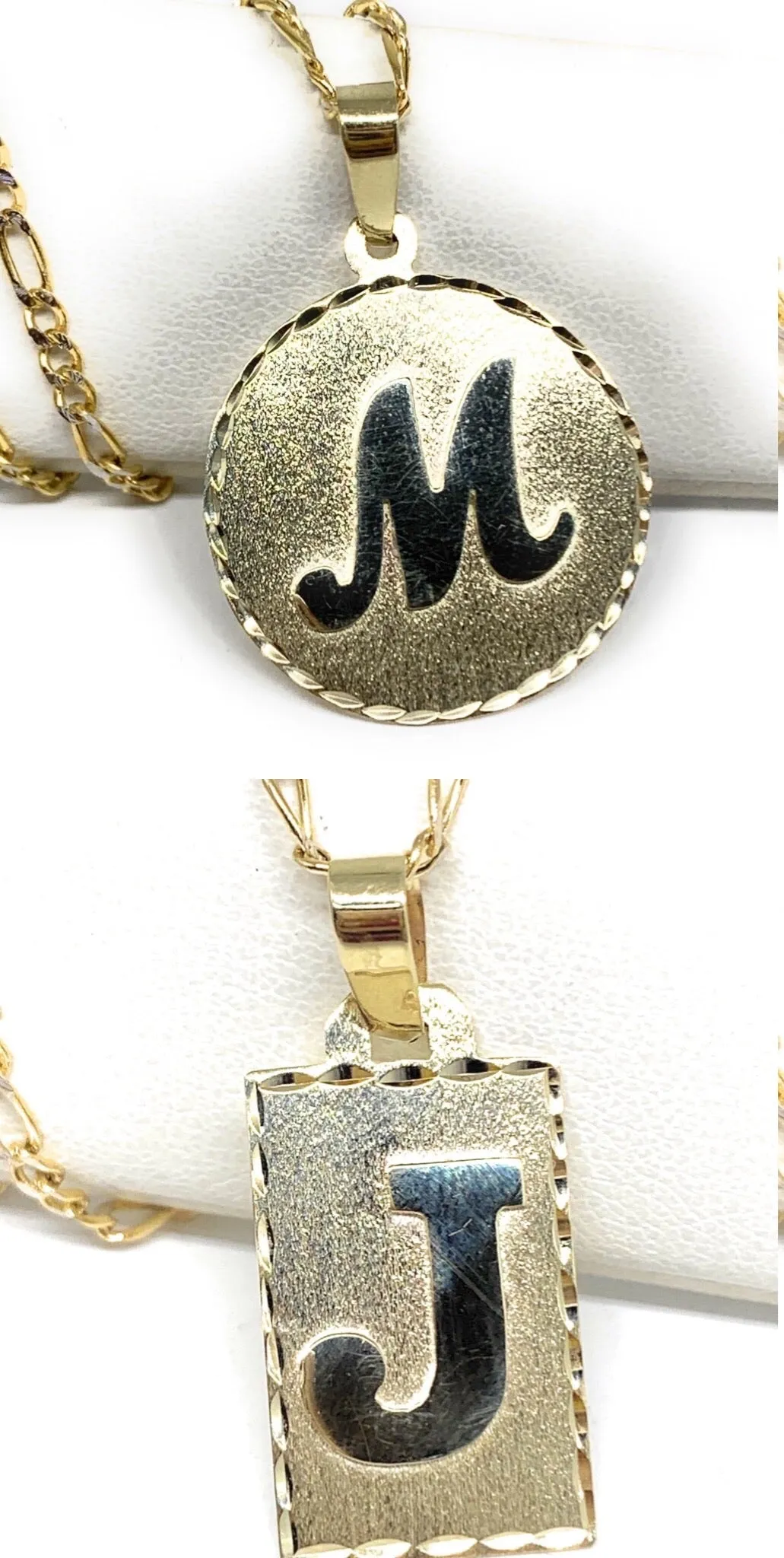 14k Solid Gold Yellow Custom Initial Pendant Necklace with Chain Options