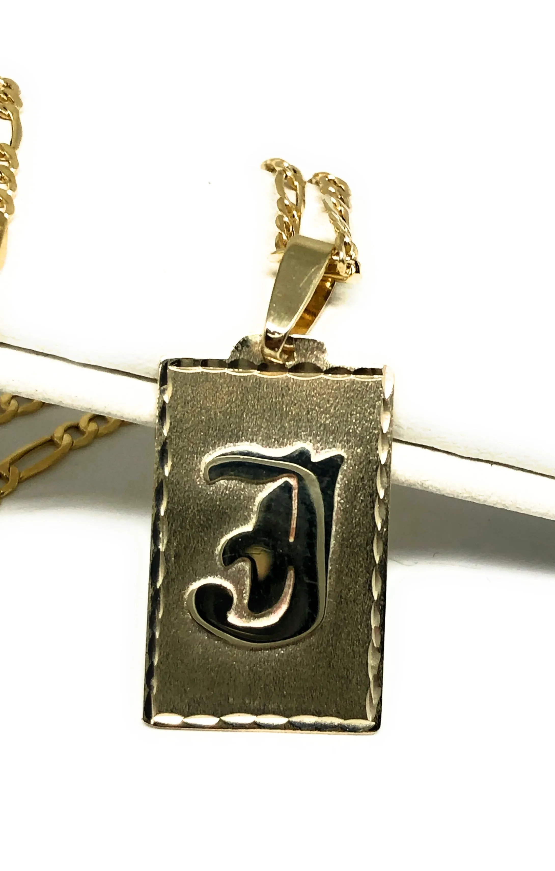 14k Solid Gold Yellow Custom Initial Pendant Necklace with Chain Options