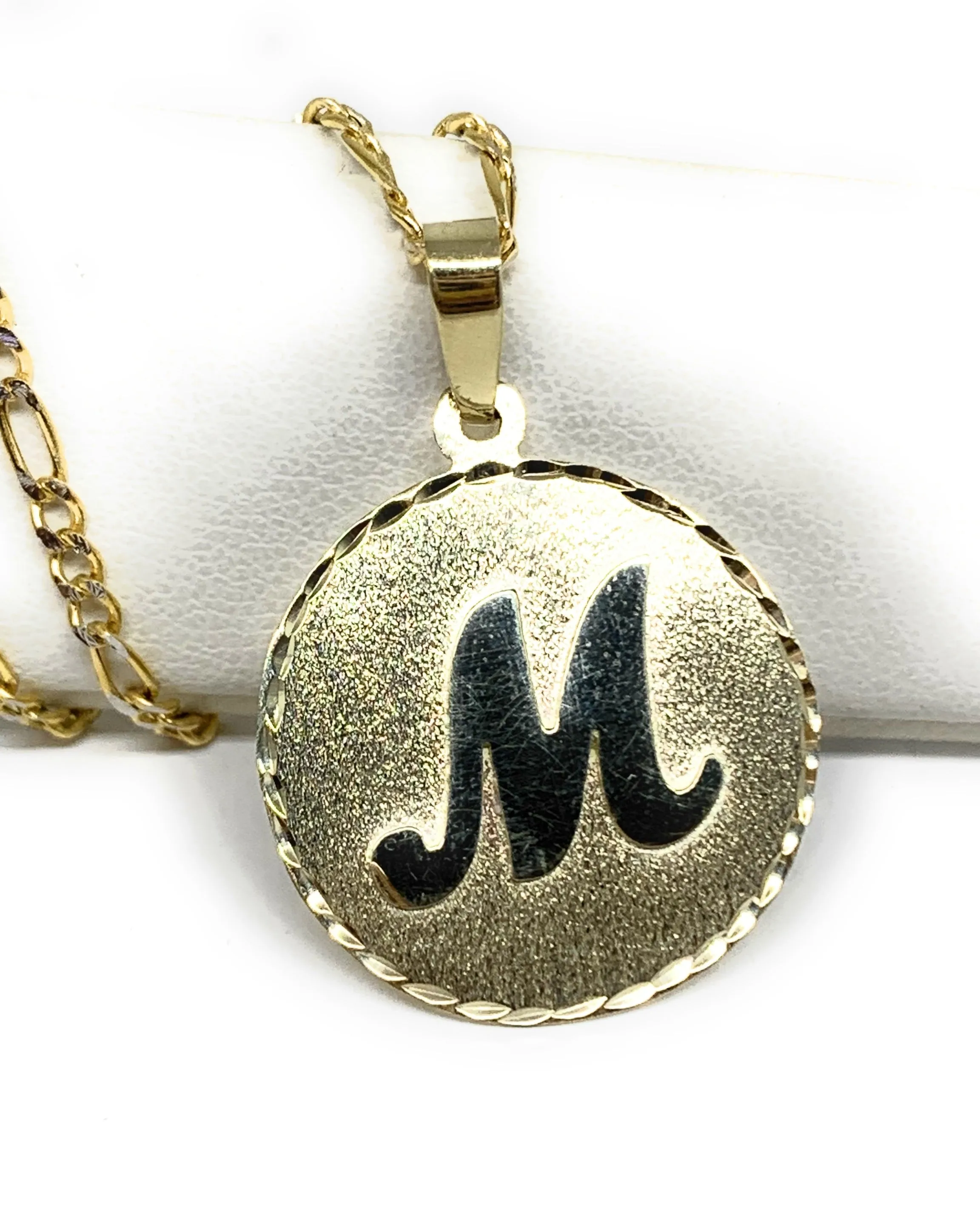 14k Solid Gold Yellow Custom Initial Pendant Necklace with Chain Options