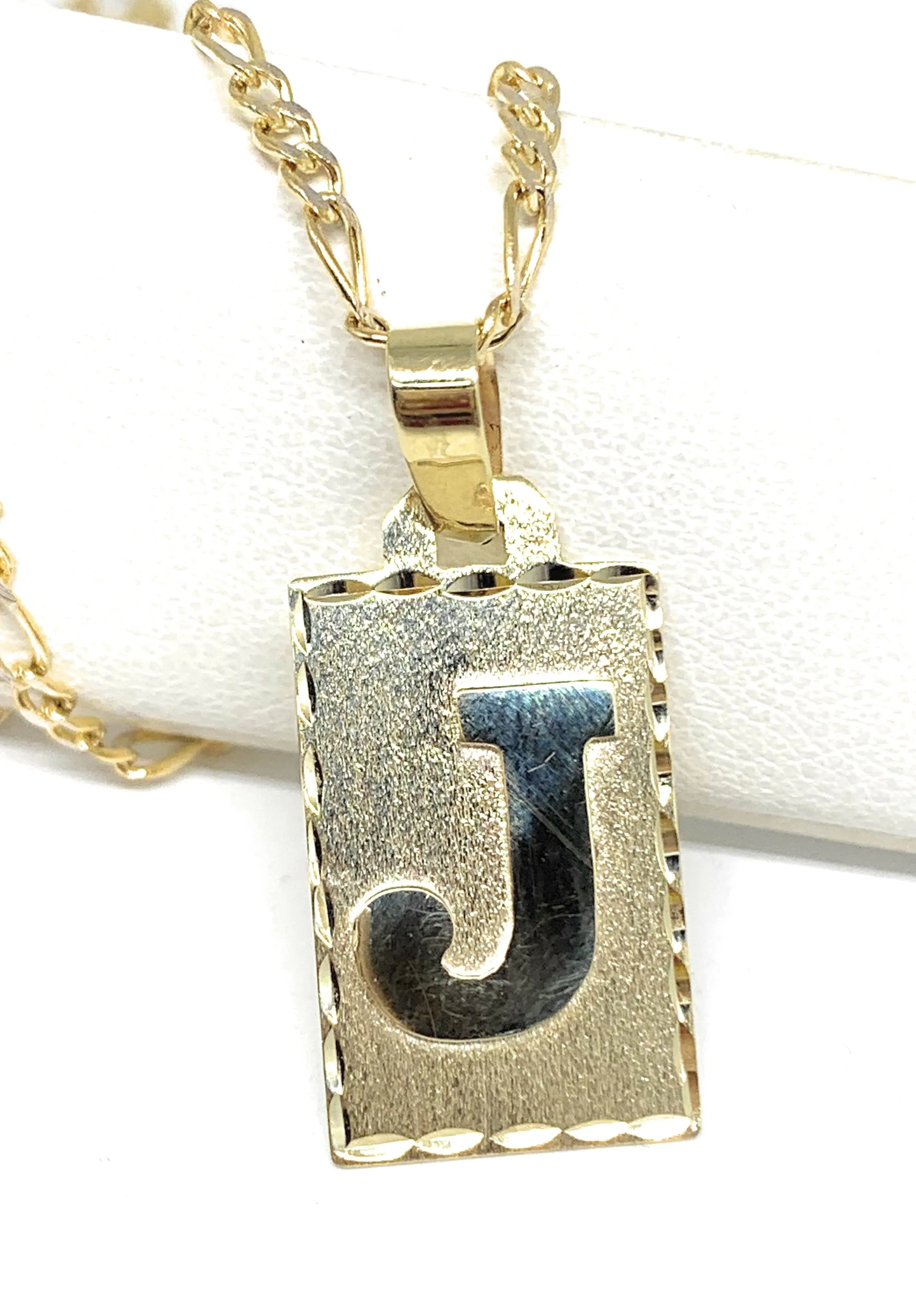 14k Solid Gold Yellow Custom Initial Pendant Necklace with Chain Options