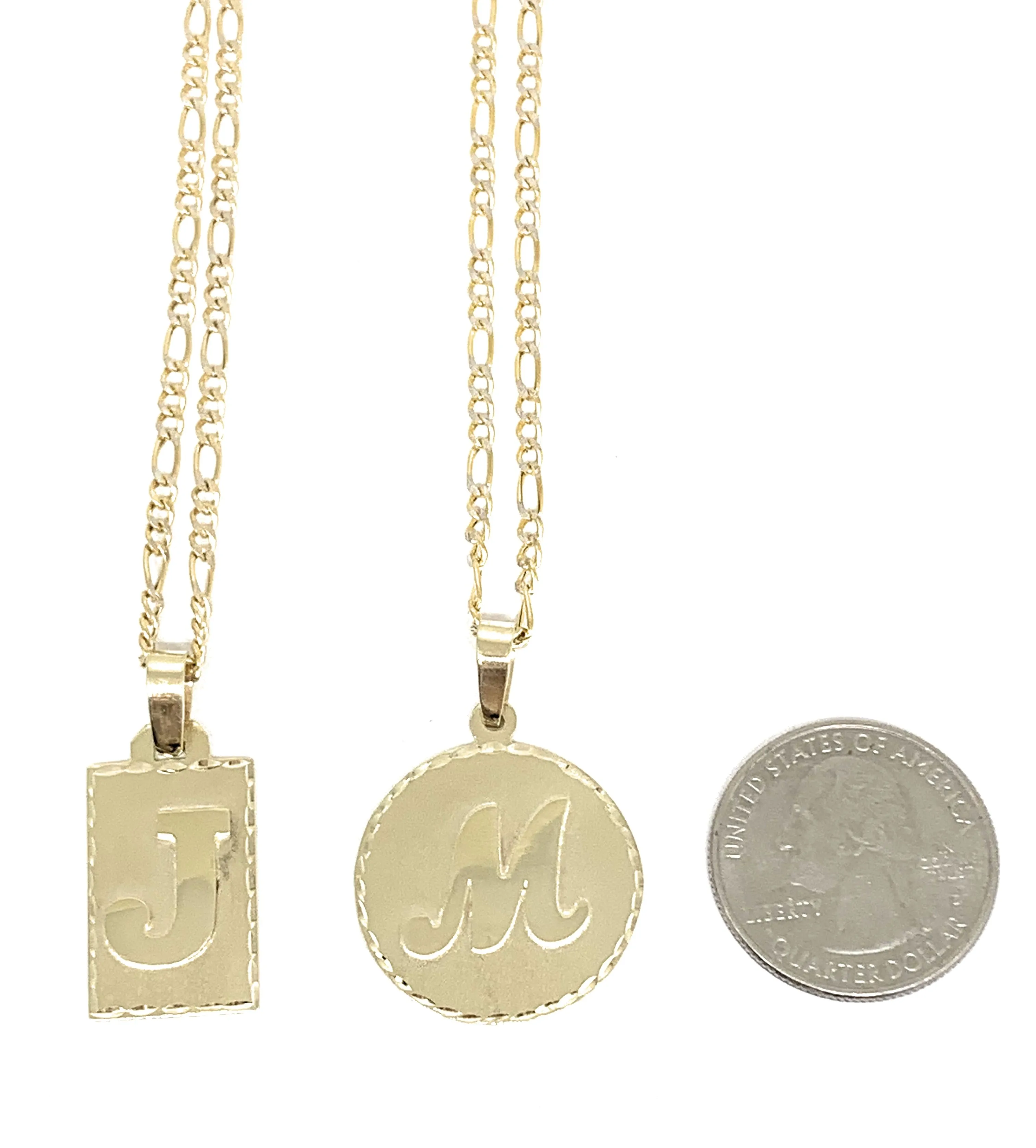 14k Solid Gold Yellow Custom Initial Pendant Necklace with Chain Options