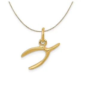 14k Yellow Gold 3D Wishbone (16mm) Necklace