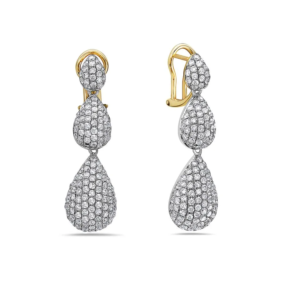 14K Yellow Gold Ladies Earrings With Round Shaped Diamonds