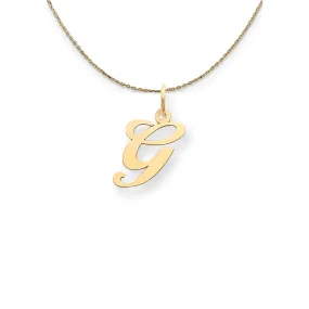 14k Yellow Gold LG Fancy Script Initial G Necklace