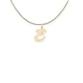 14k Yellow Gold Small Fancy Script Initial E Necklace