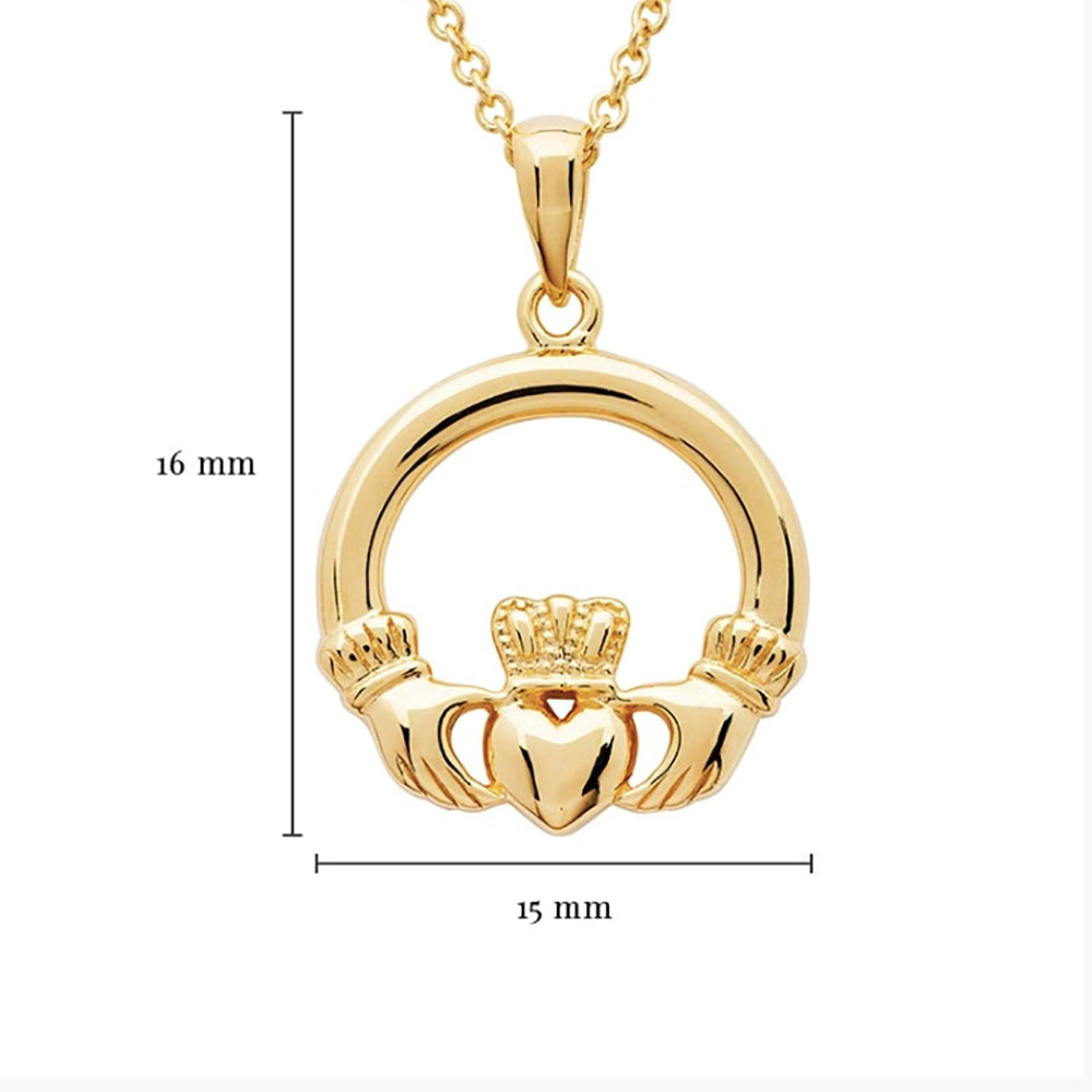 14kt Gold Vermeil Claddagh Necklace