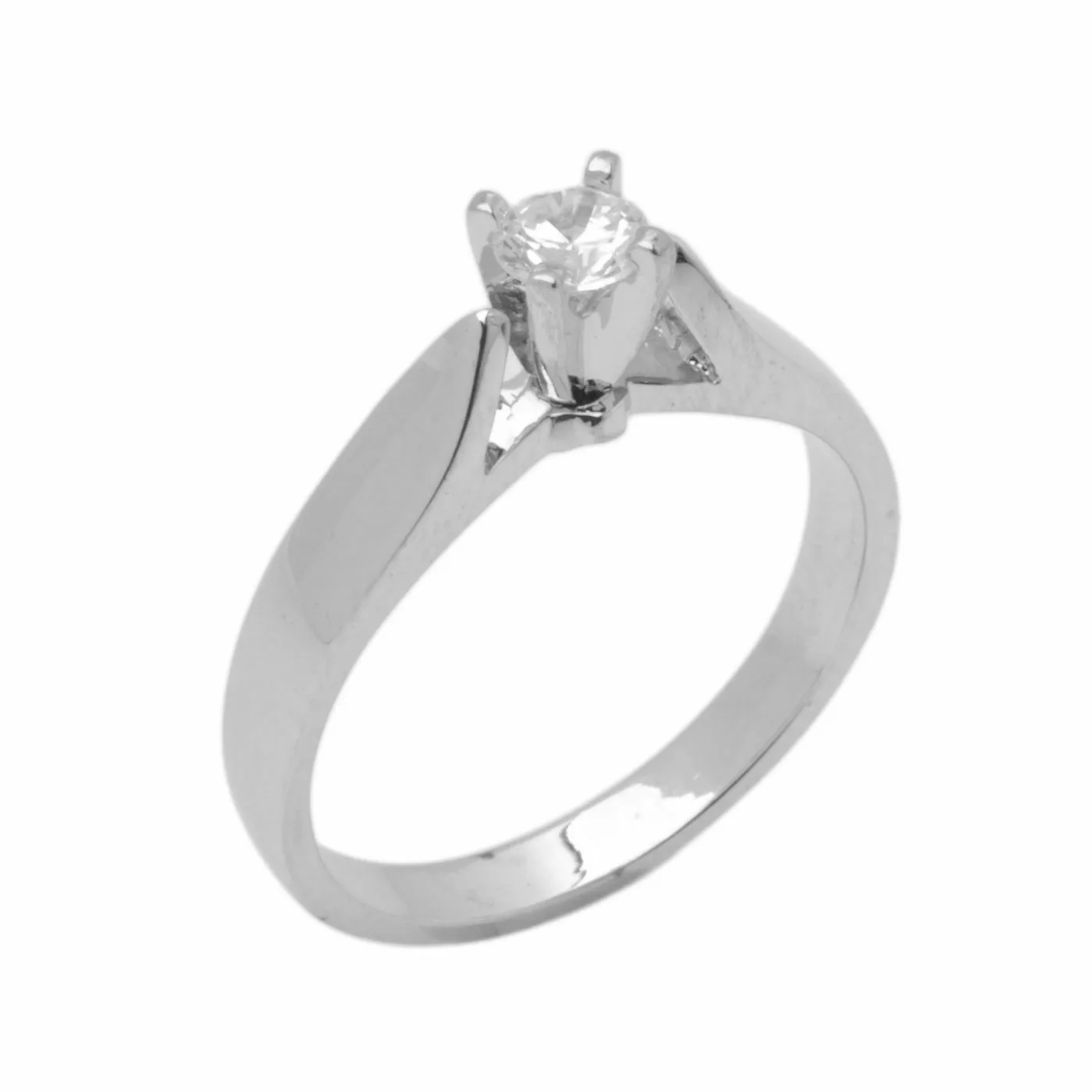 18k Solid Gold Elegant Ladies Modern Prong Round Solitaire Ring D2029v