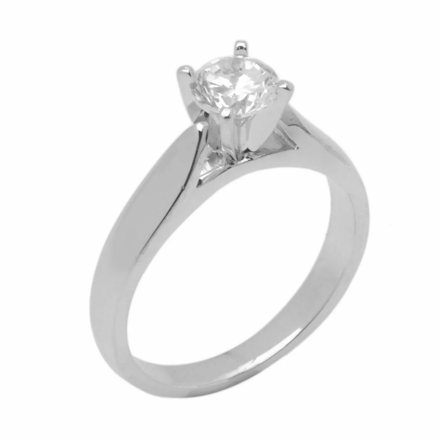 18k Solid Gold Elegant Ladies Modern Reverse Tapered Round Solitaire Ring D2021v