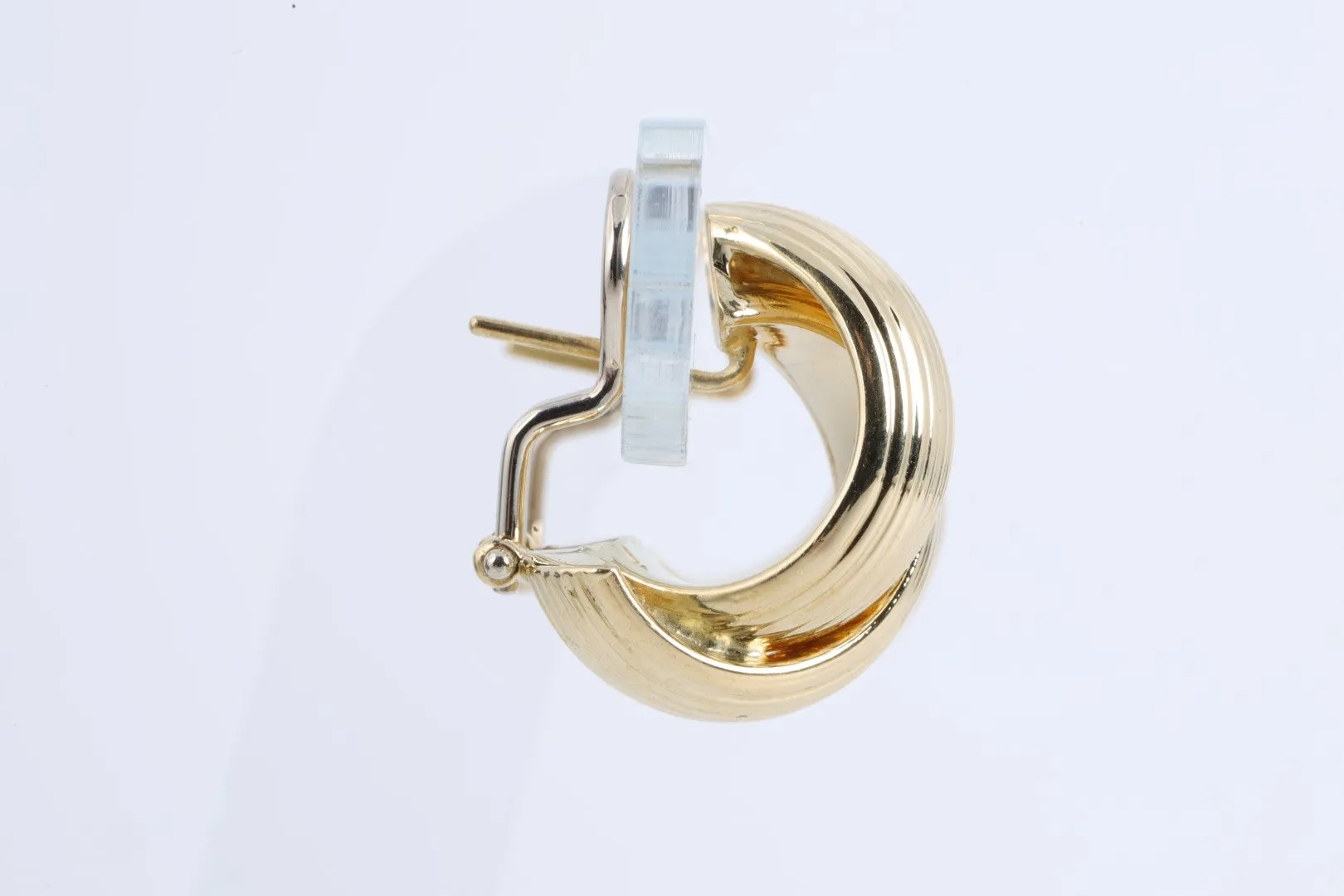 18k Yellow Gold Crossover Hoop Earrings (11.98g.)