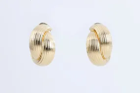 18k Yellow Gold Crossover Hoop Earrings (11.98g.)