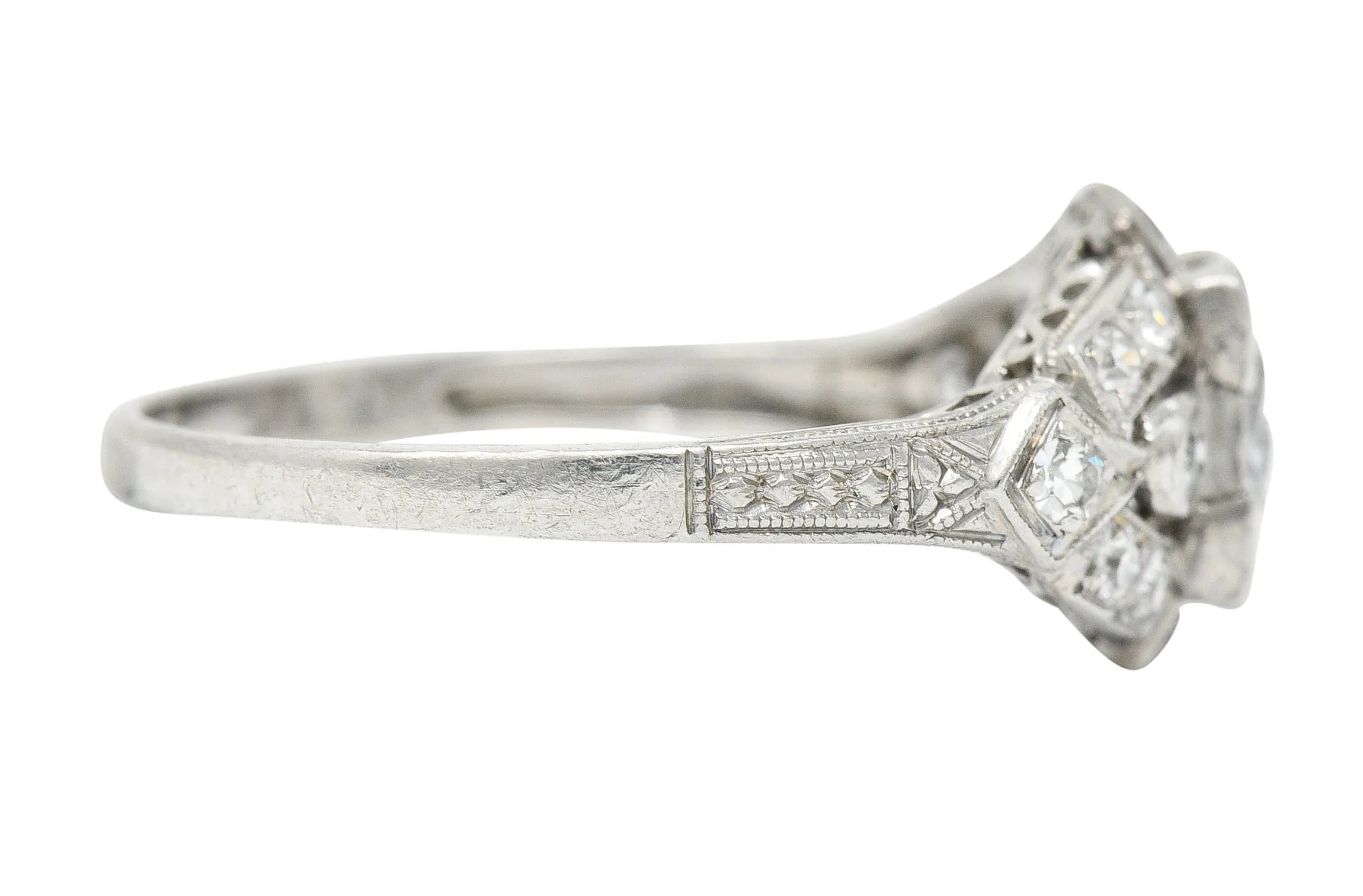 1930's Art Deco 1.20 CTW Diamond Platinum Geometric Band Ring