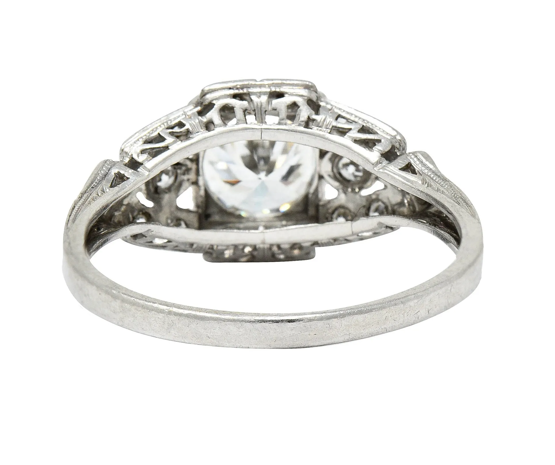 1930's Art Deco 1.20 CTW Diamond Platinum Geometric Band Ring