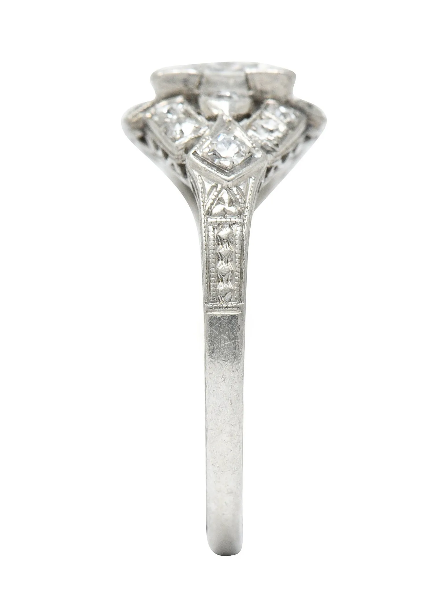 1930's Art Deco 1.20 CTW Diamond Platinum Geometric Band Ring