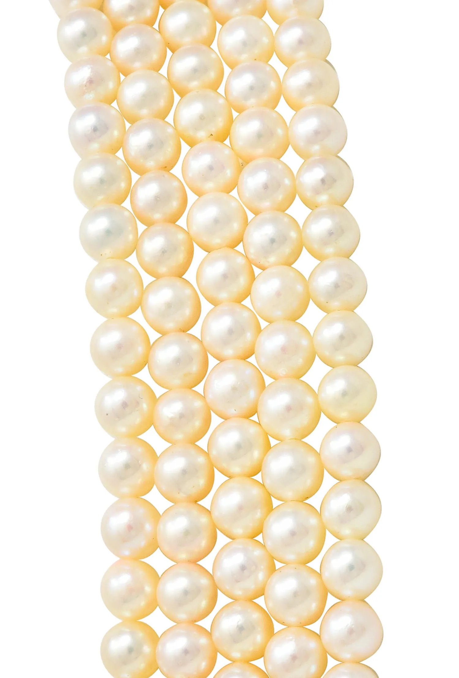 1960's Pearl Sapphire 18 Karat White Gold Five Strand Necklace