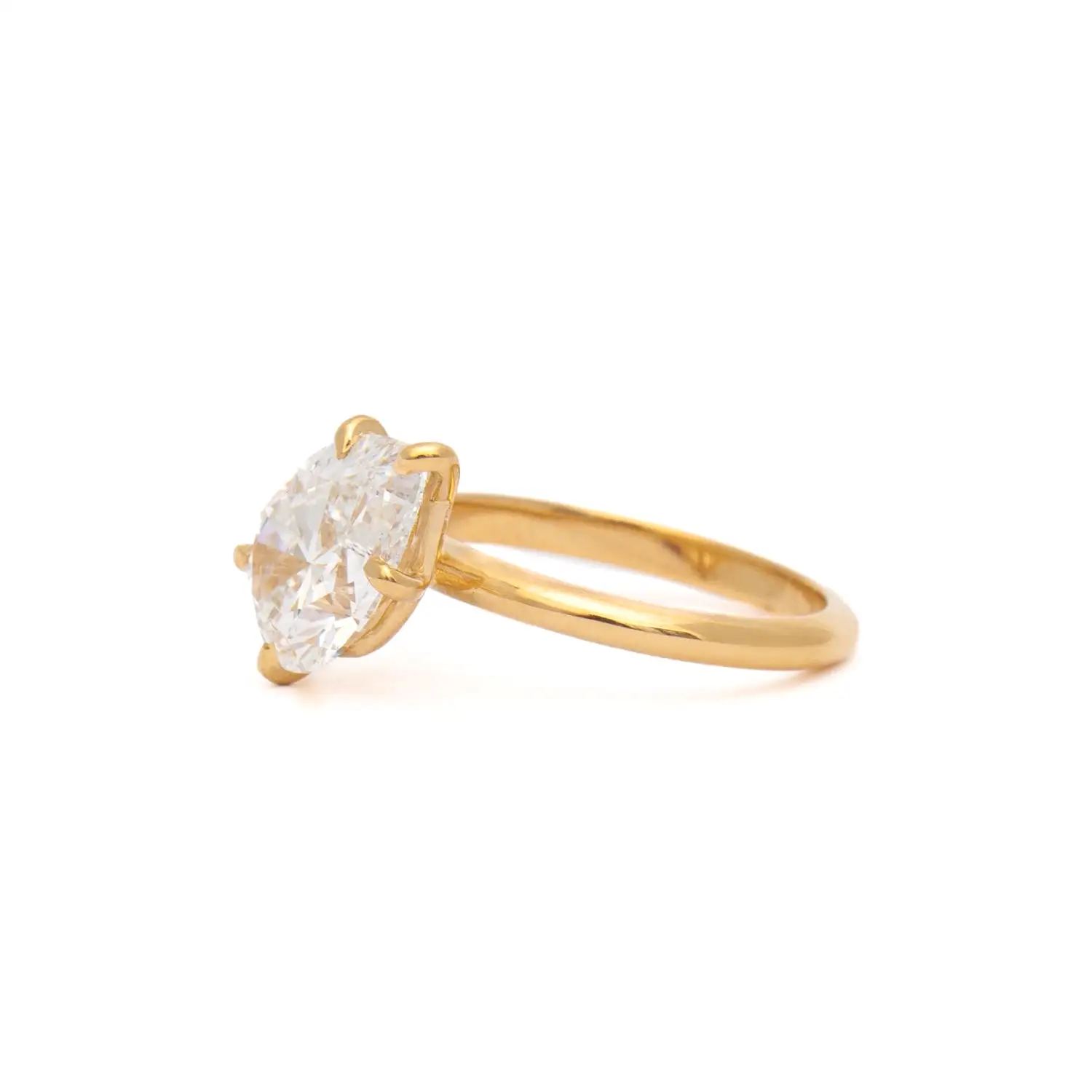 3.13 ct Tilted Lab-Grown Pear Diamond Vault Ring