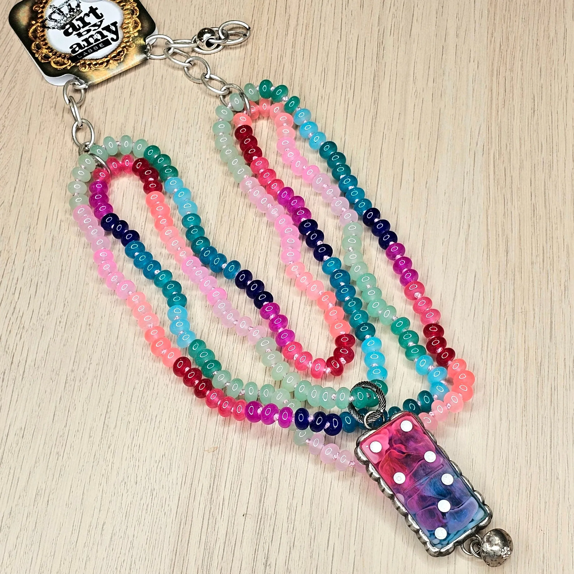 Art By Amy Multi Bead Domino 4/3 Necklace