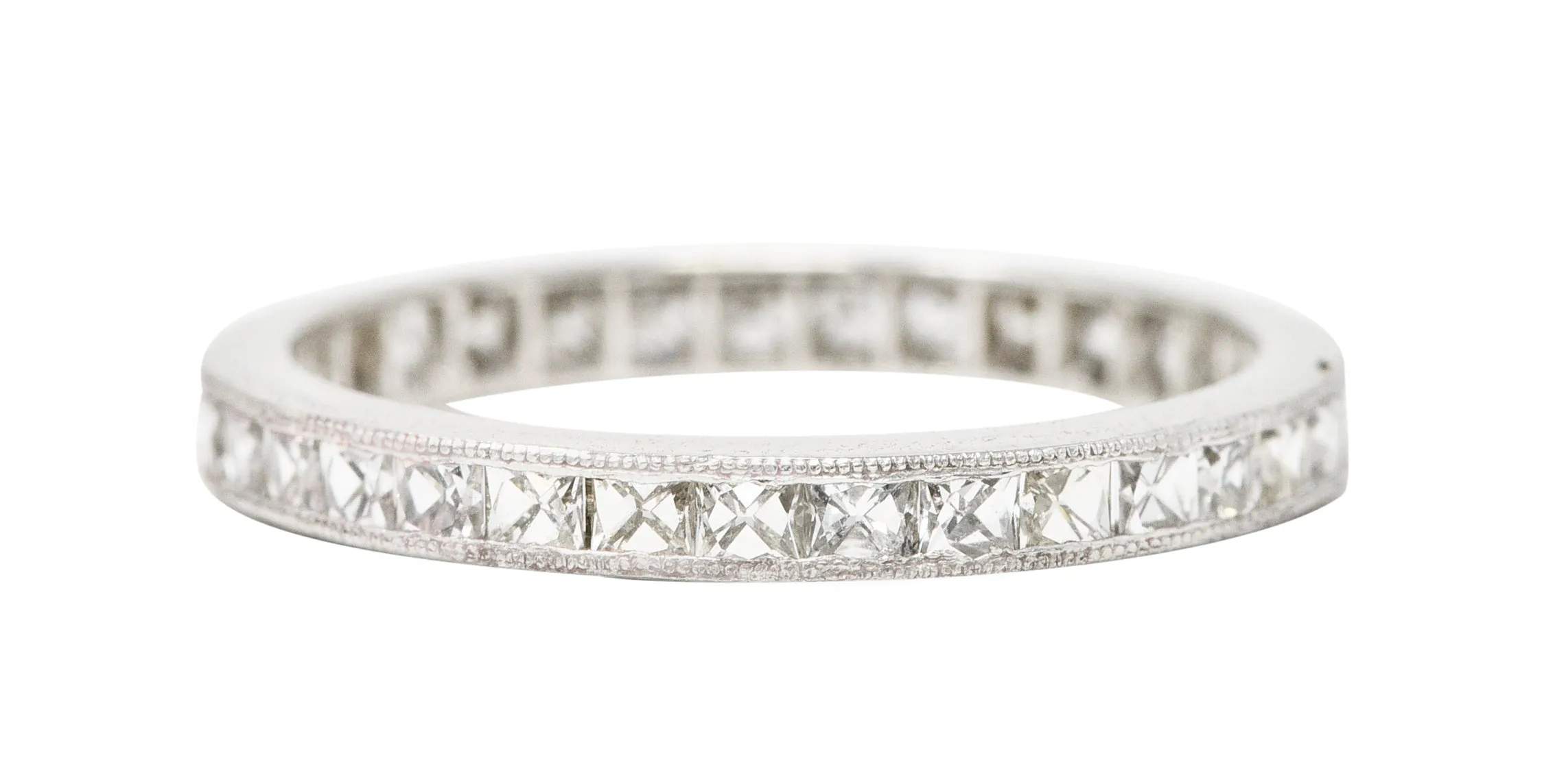 Art Deco 1.15 CTW French Cut Diamond Platinum Eternity Channel Band Ring