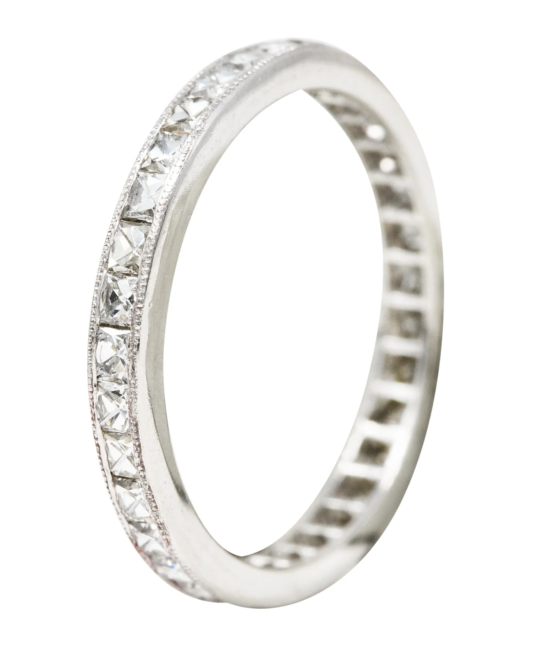 Art Deco 1.15 CTW French Cut Diamond Platinum Eternity Channel Band Ring