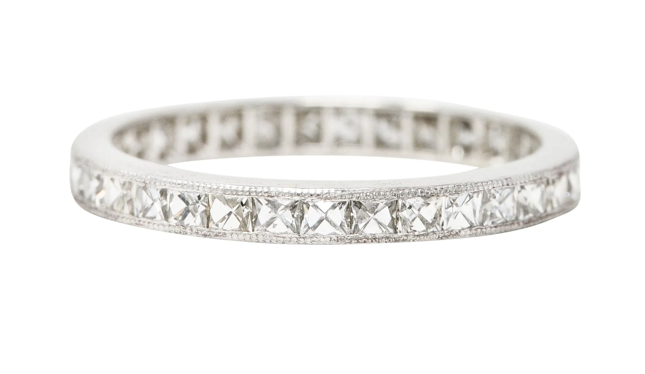 Art Deco 1.15 CTW French Cut Diamond Platinum Eternity Channel Band Ring