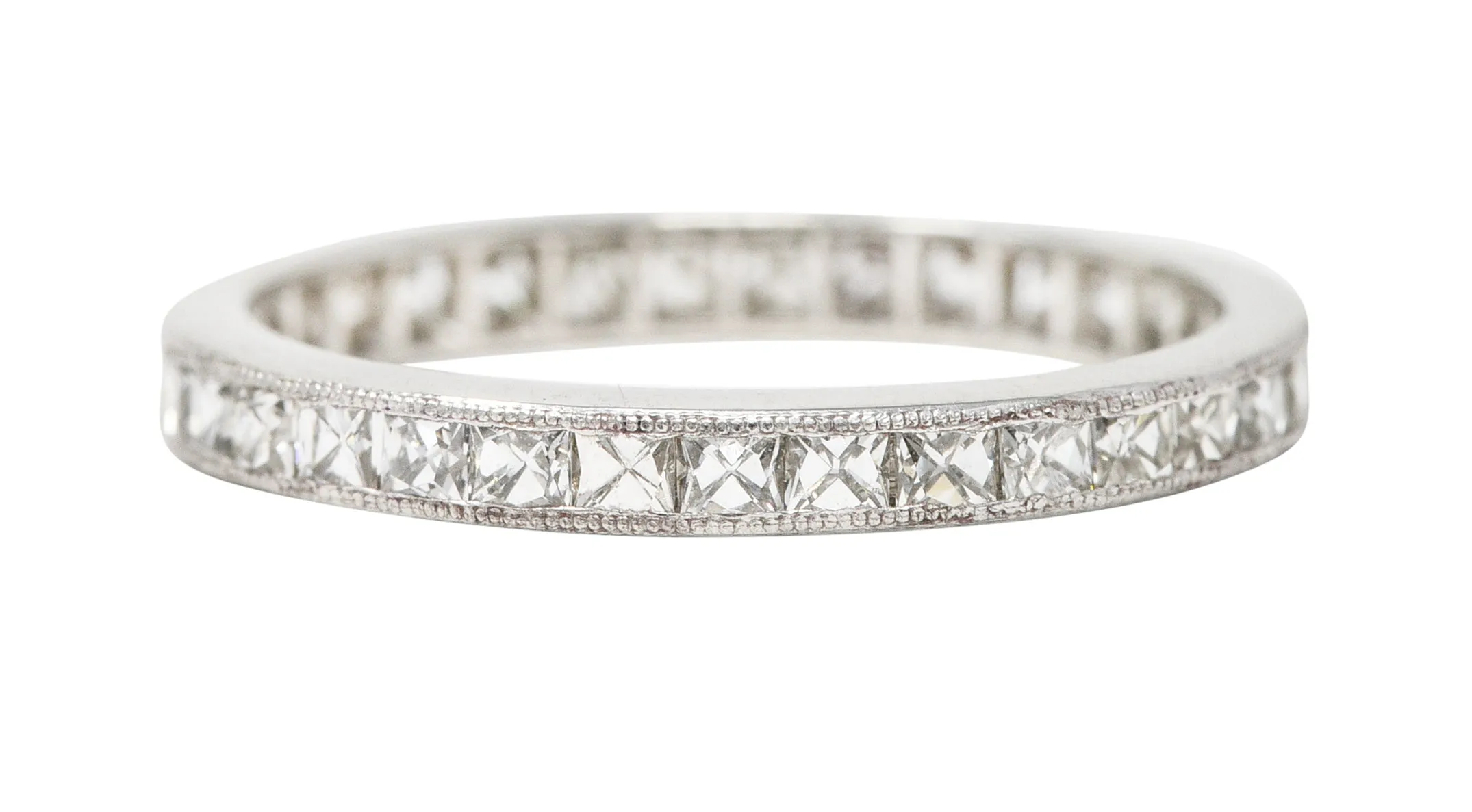 Art Deco 1.15 CTW French Cut Diamond Platinum Eternity Channel Band Ring