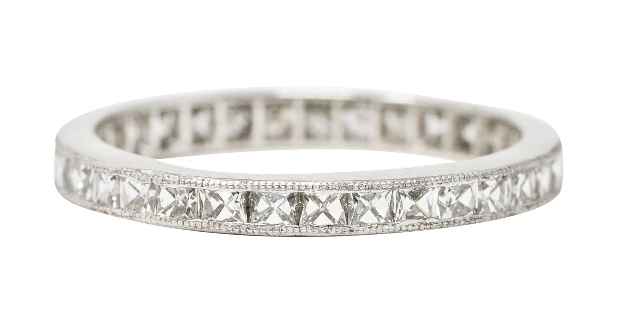 Art Deco 1.15 CTW French Cut Diamond Platinum Eternity Channel Band Ring