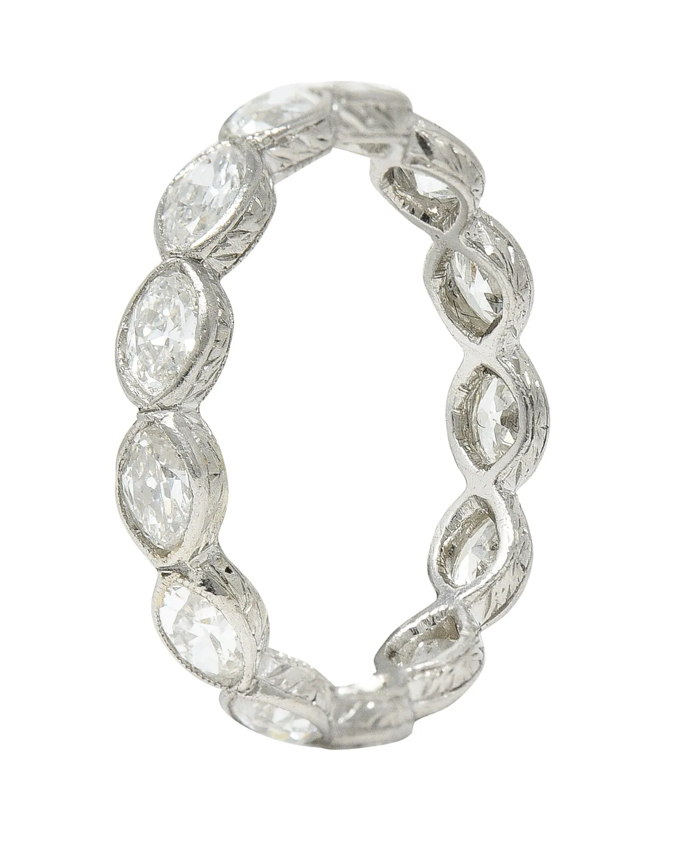 Art Deco 1.25 CTW Marquise Diamond Platinum Eternity Band Ring