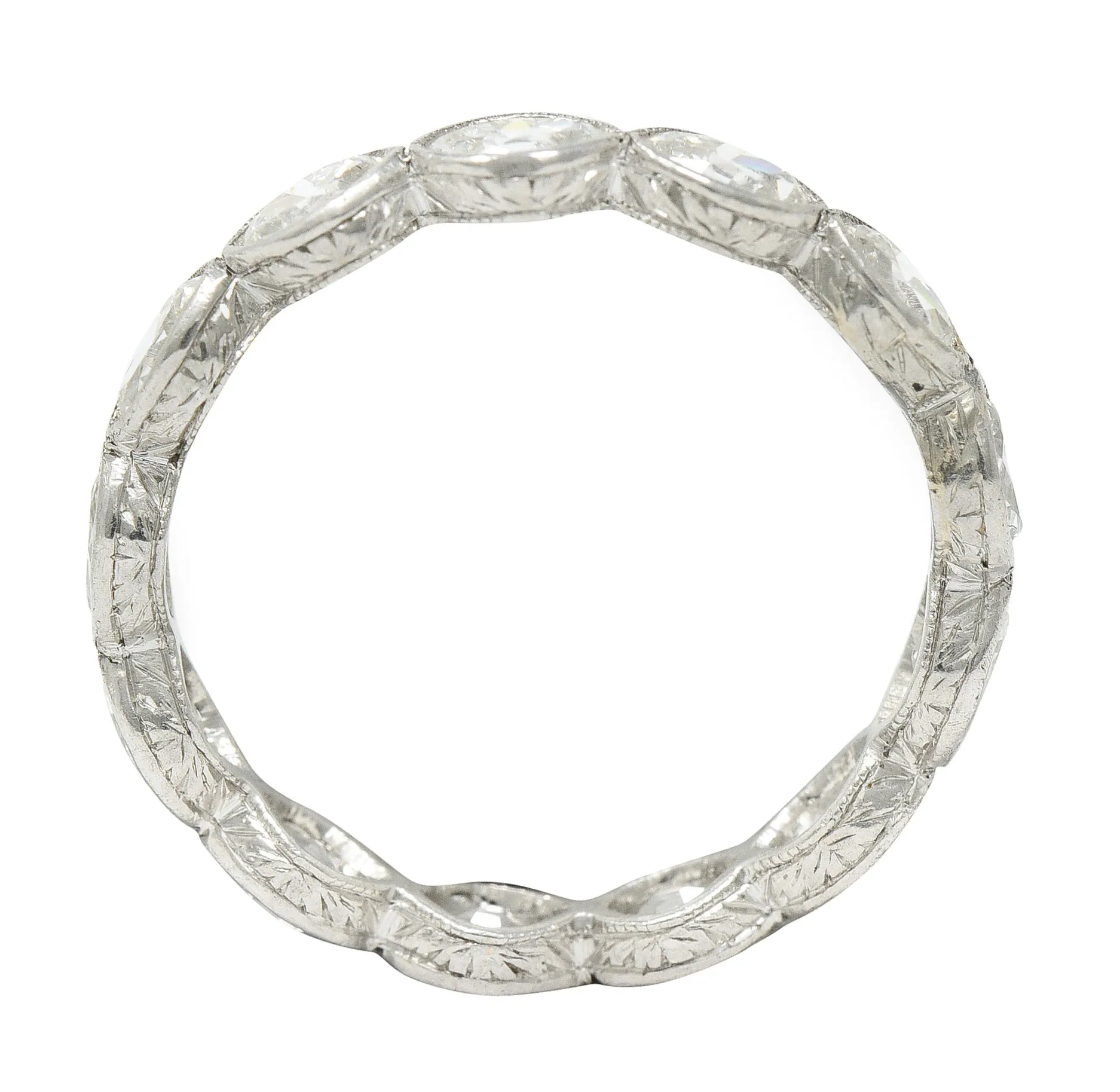 Art Deco 1.25 CTW Marquise Diamond Platinum Eternity Band Ring