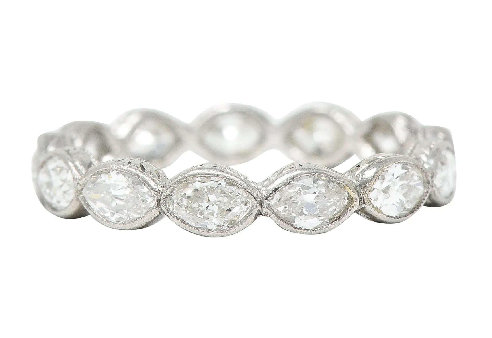 Art Deco 1.25 CTW Marquise Diamond Platinum Eternity Band Ring