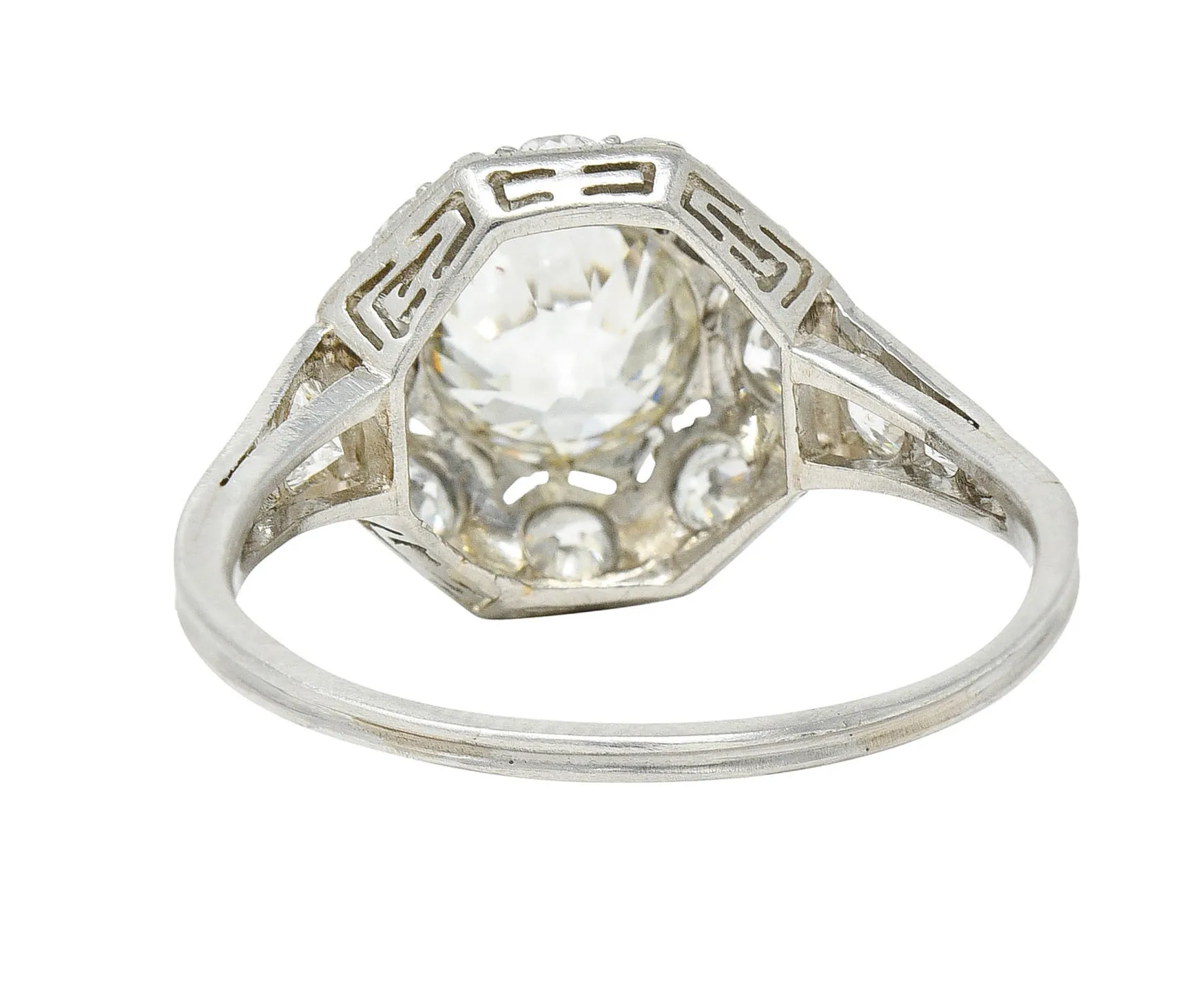 Art Deco 1.62 CTW Diamond Platinum Starburst Cluster Ring