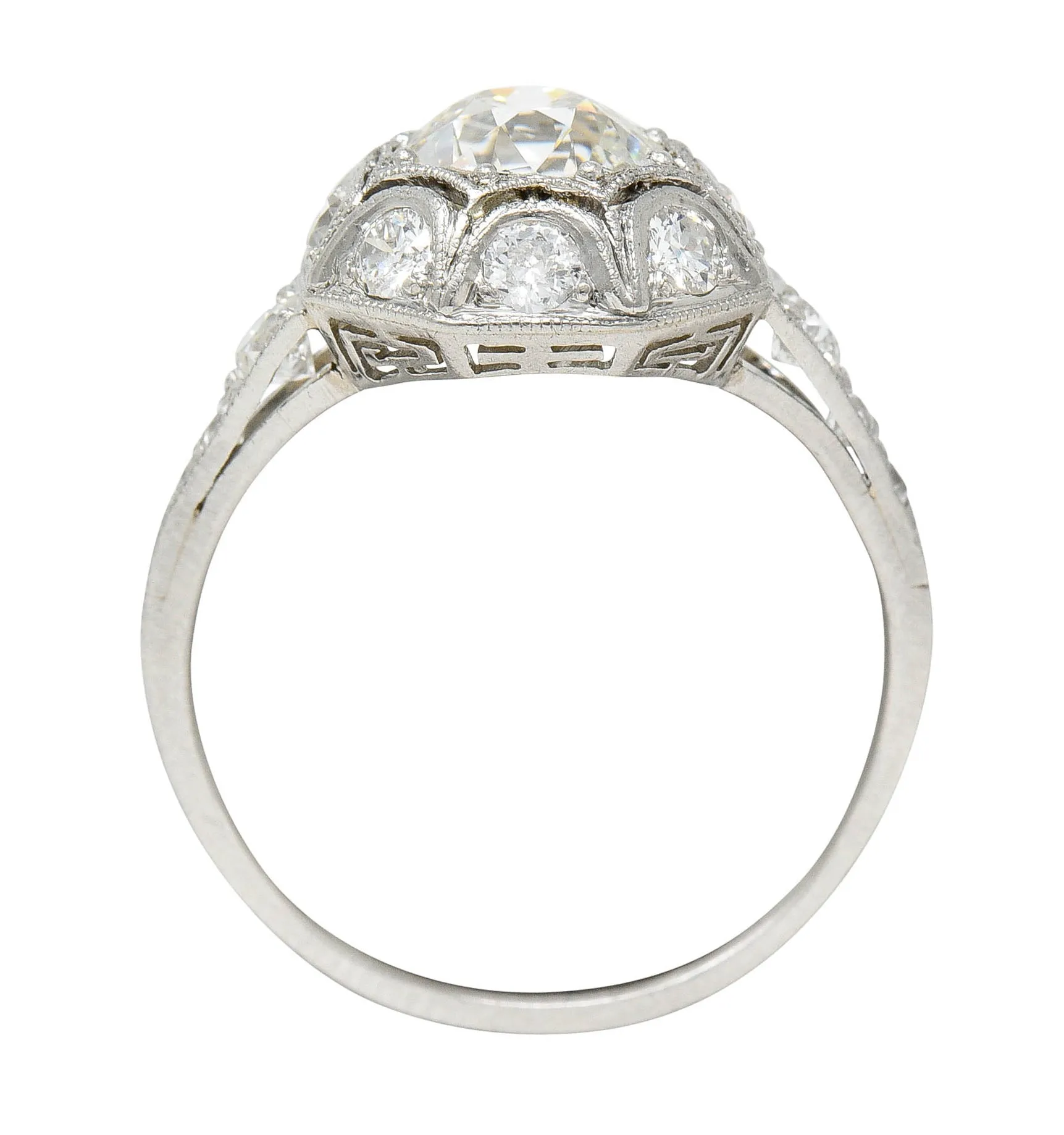 Art Deco 1.62 CTW Diamond Platinum Starburst Cluster Ring