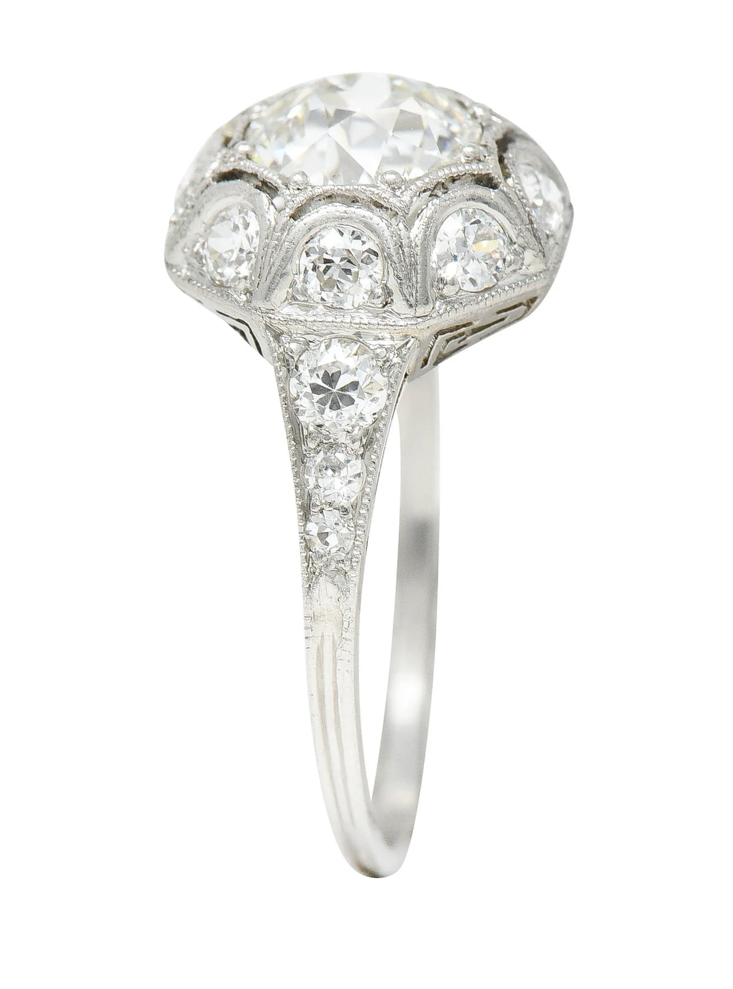 Art Deco 1.62 CTW Diamond Platinum Starburst Cluster Ring