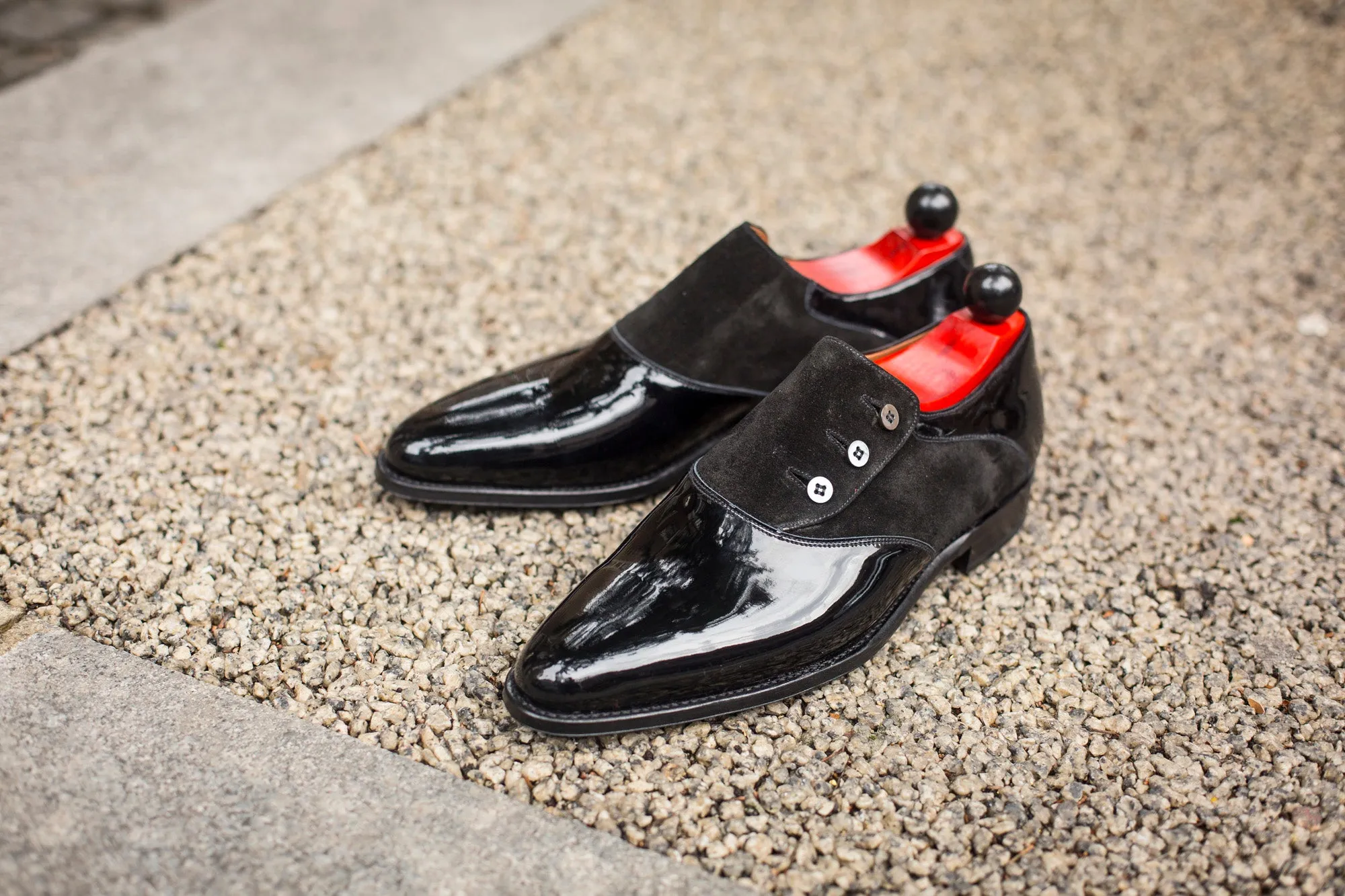 Aurora - MTO - Black Patent Leather / Black Suede - JKF Last - Single Leather Sole