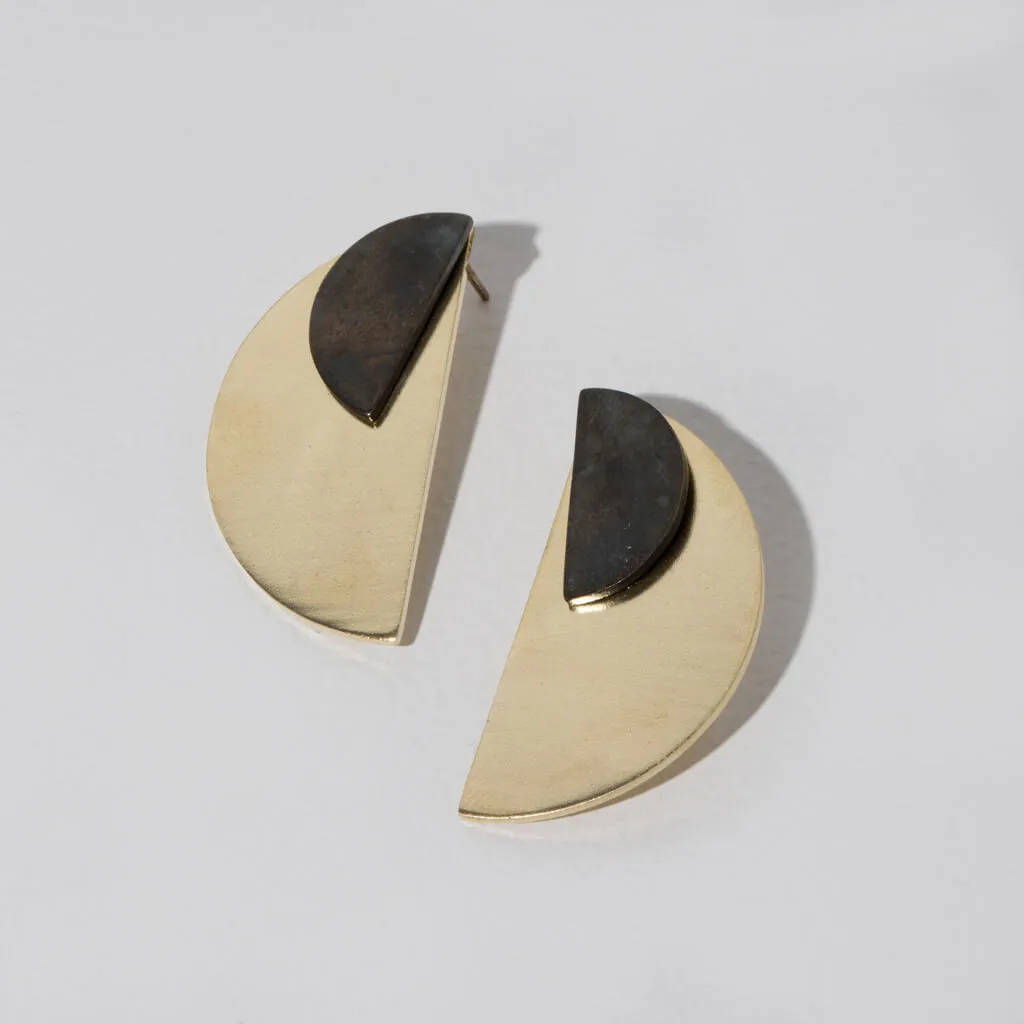 Balance Half Circle 2-in-1 Earrings - Mixed Metals