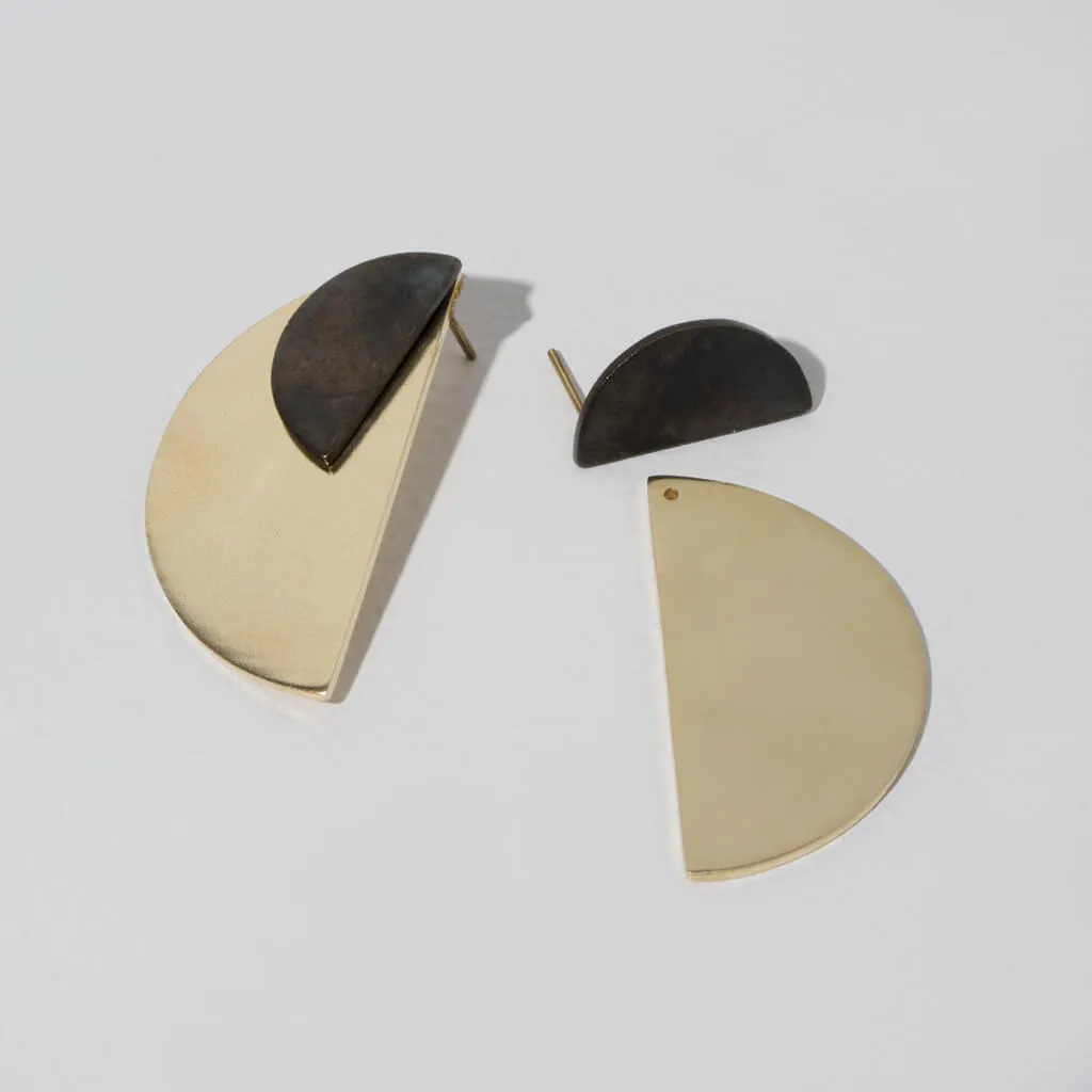 Balance Half Circle 2-in-1 Earrings - Mixed Metals