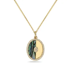 Bassali - 14K Yellow Gold Diamond and Abalone Necklace