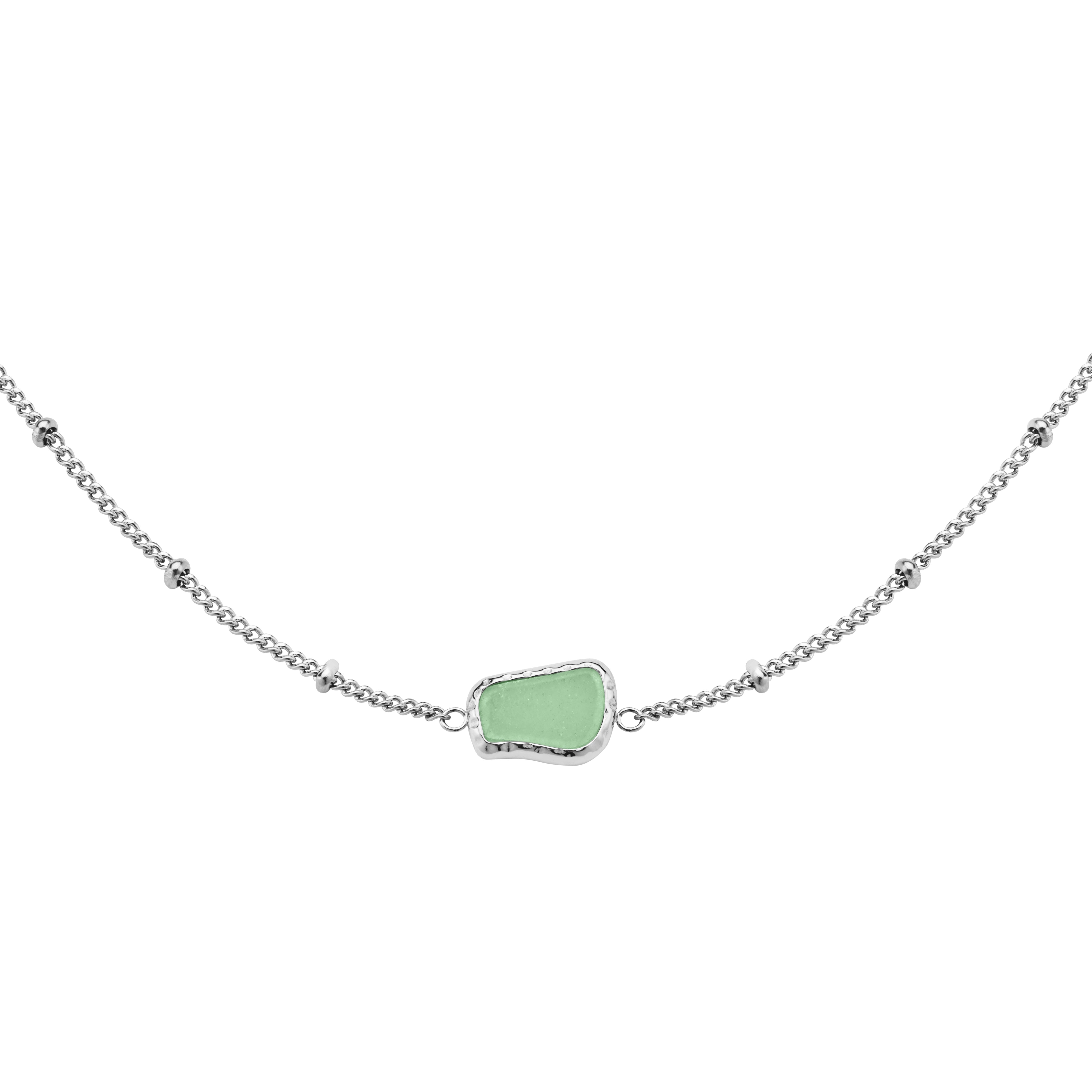 BLAK - Rosefield Gemstone Necklace - Jade/Silver