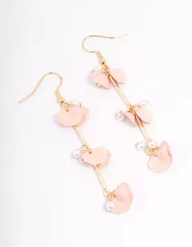 Blush Pearl & Petal Bar Drop Earrings