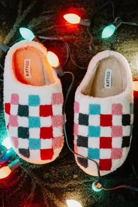 Christmas Multicolored Checkered Slippers