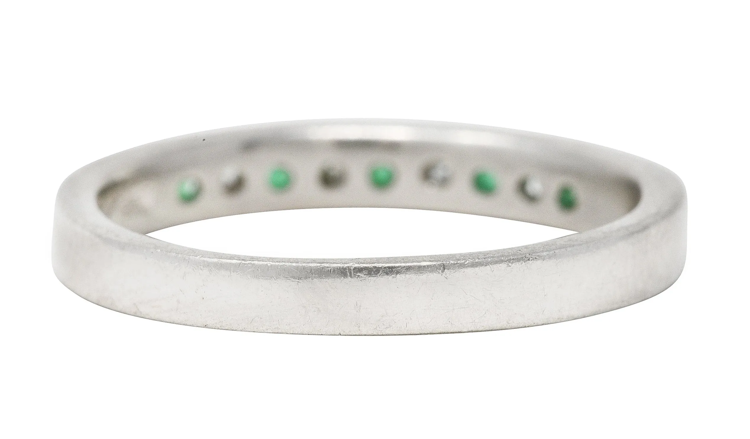 Contemporary 0.34 Diamond Emerald Platinum Channel Band Ring