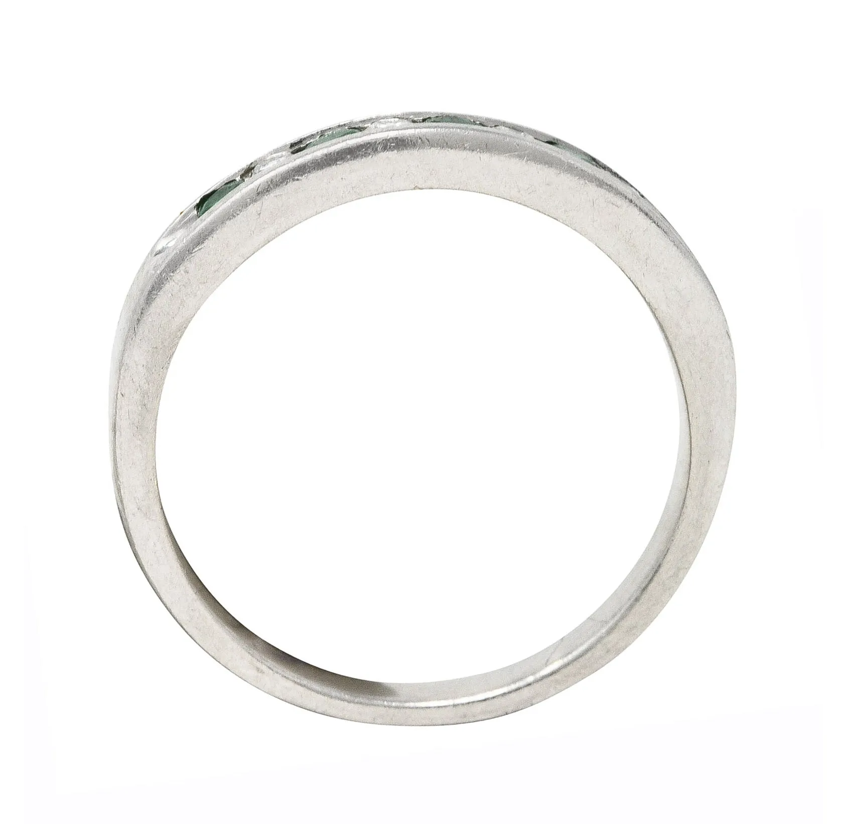 Contemporary 0.34 Diamond Emerald Platinum Channel Band Ring