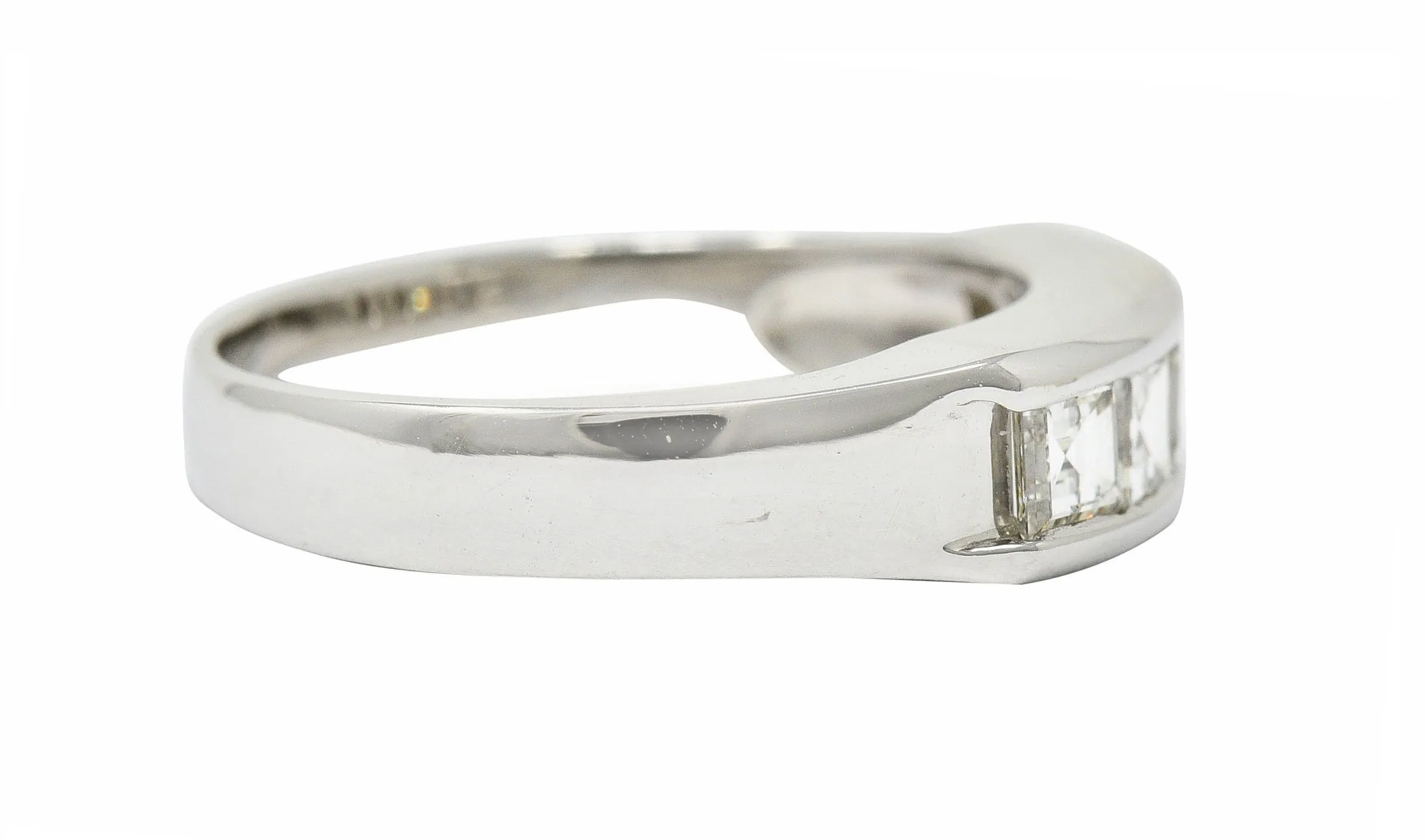 Contemporary 1.03 CTW Square Step Cut Diamond Platinum Stacking Band Ring