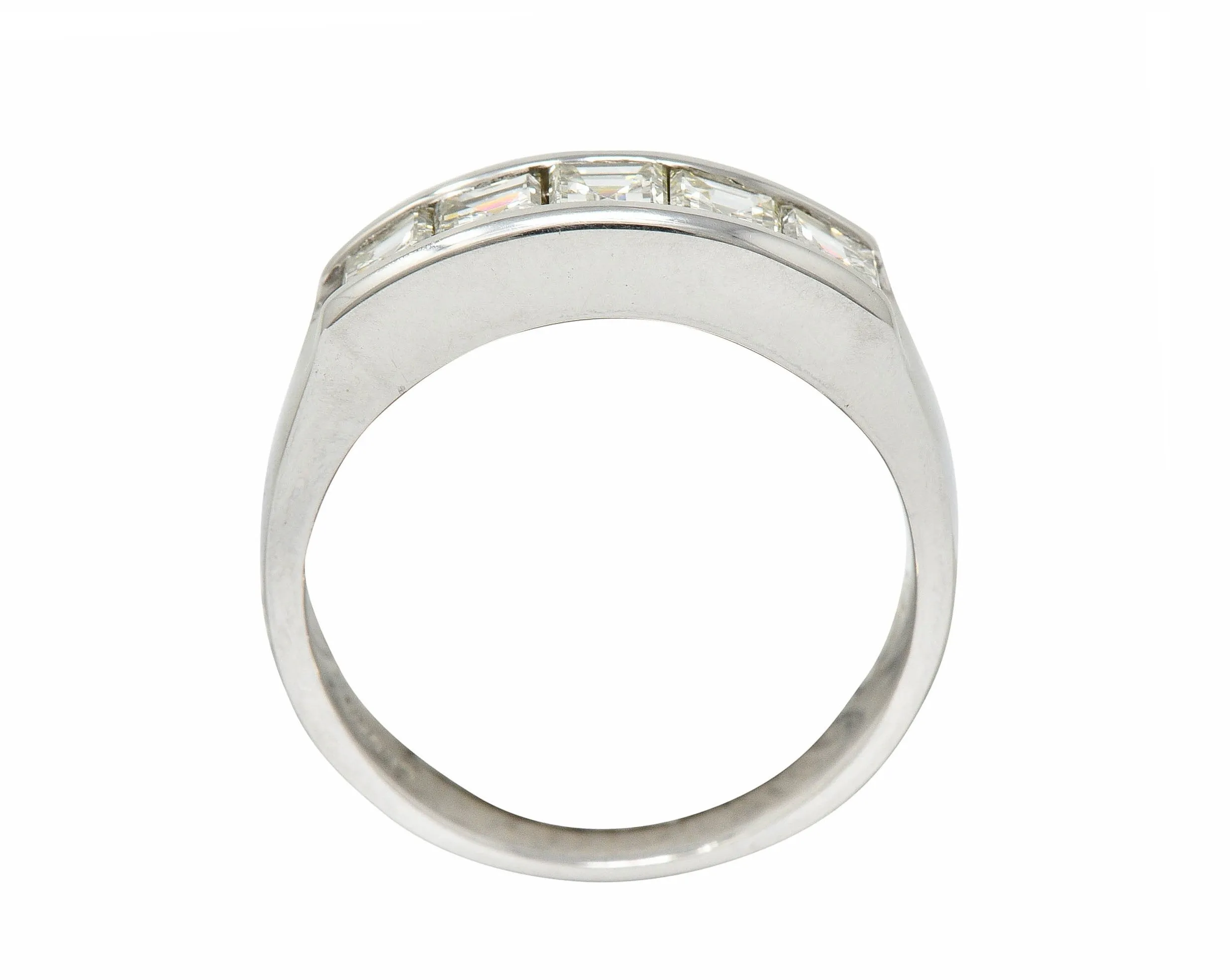 Contemporary 1.03 CTW Square Step Cut Diamond Platinum Stacking Band Ring