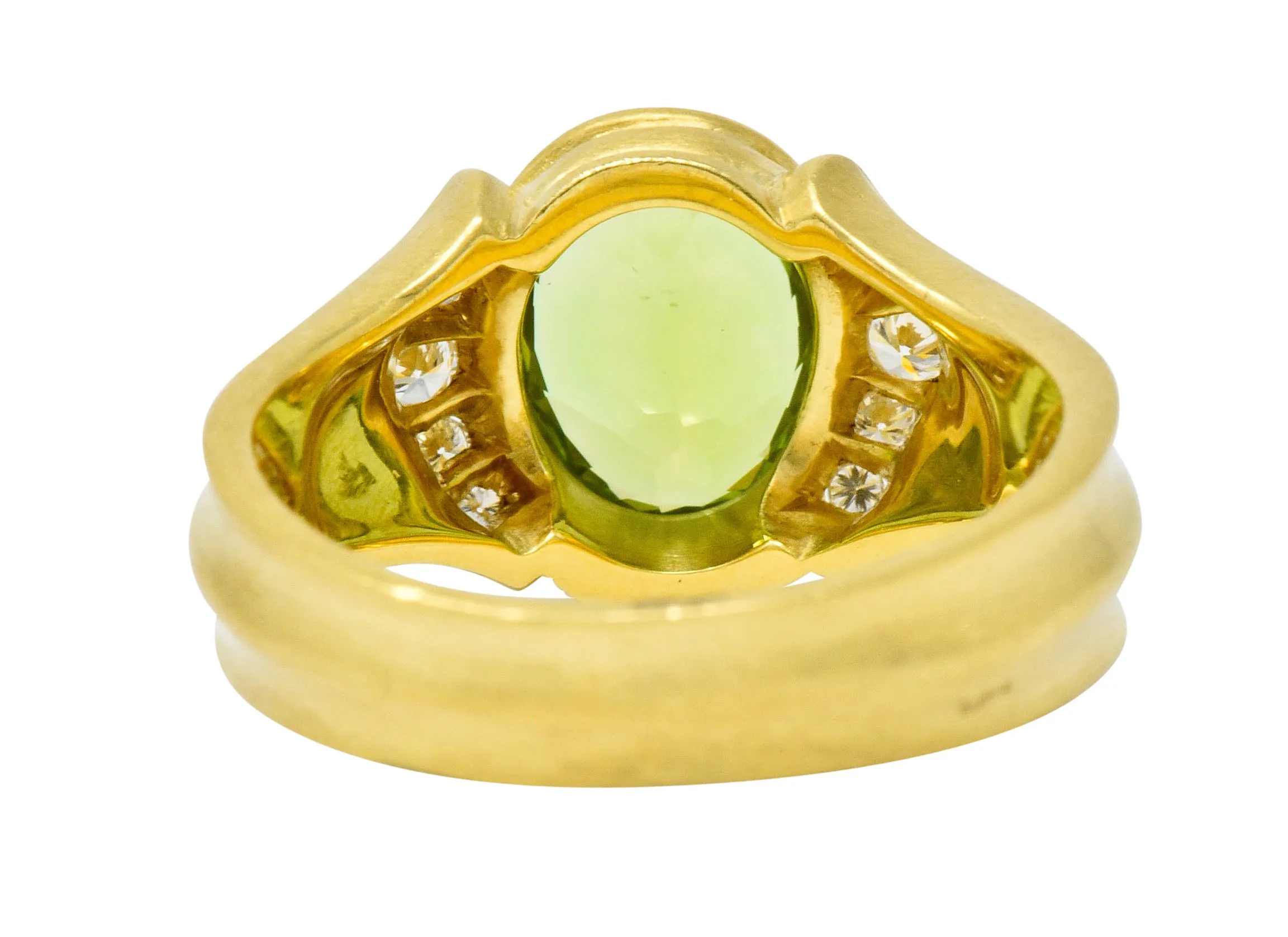 Contemporary Peridot Diamond 18 Karat Gold Gemstone Ring